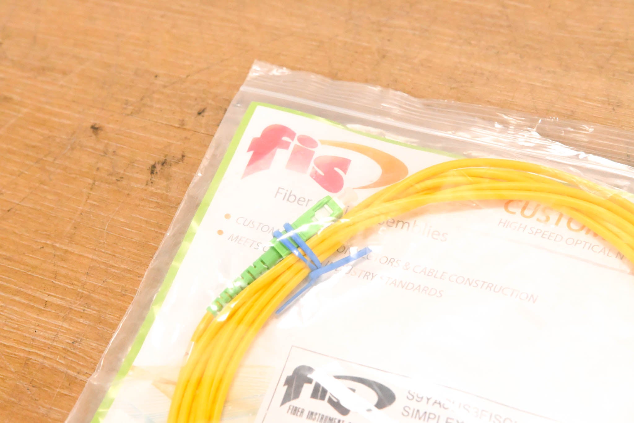 FIS SC/APC-ST/UPC Simplex Single Mode Fiber Cable - 3m