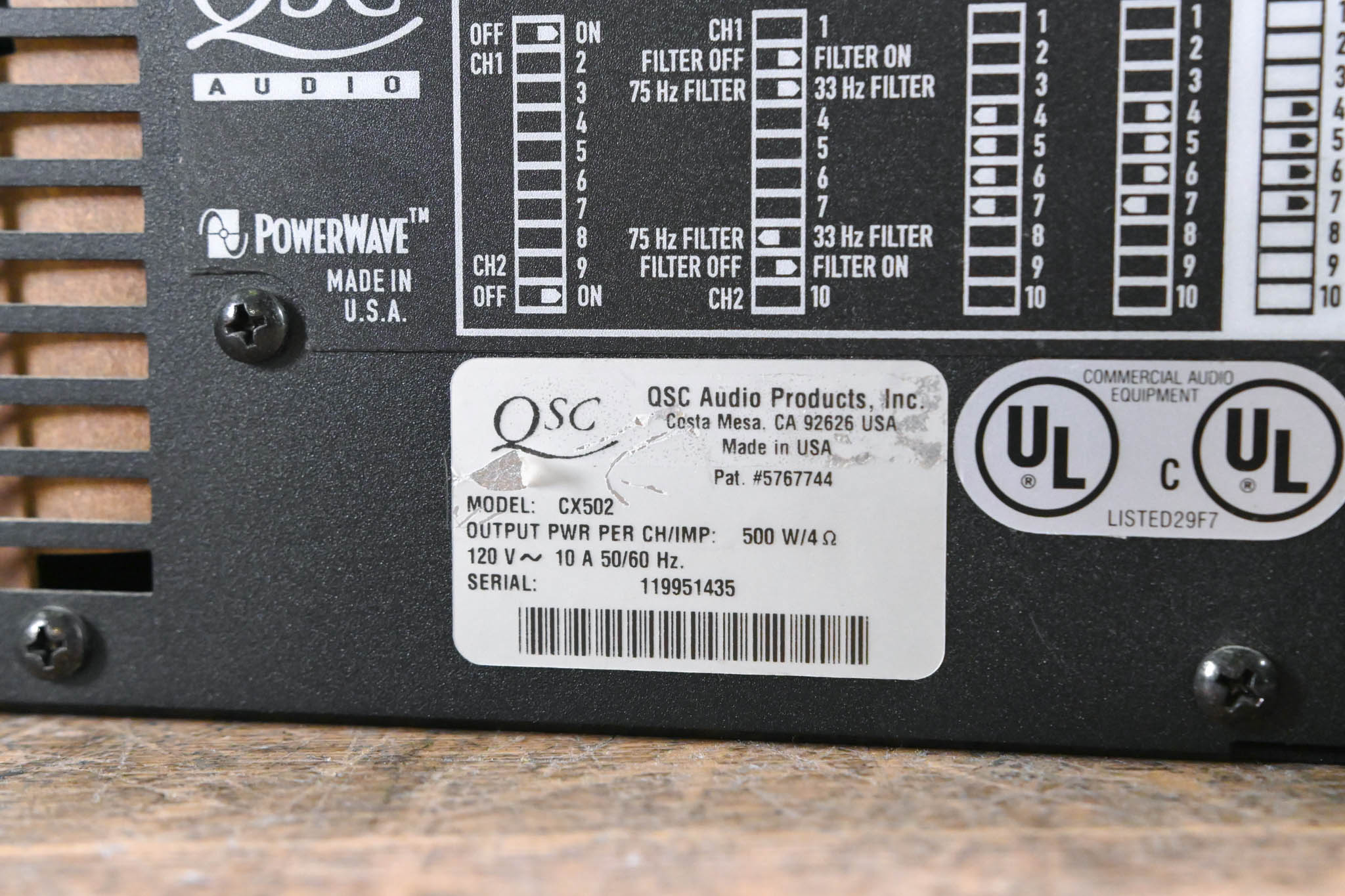 QSC CX502 2-Channel Power Amplifier