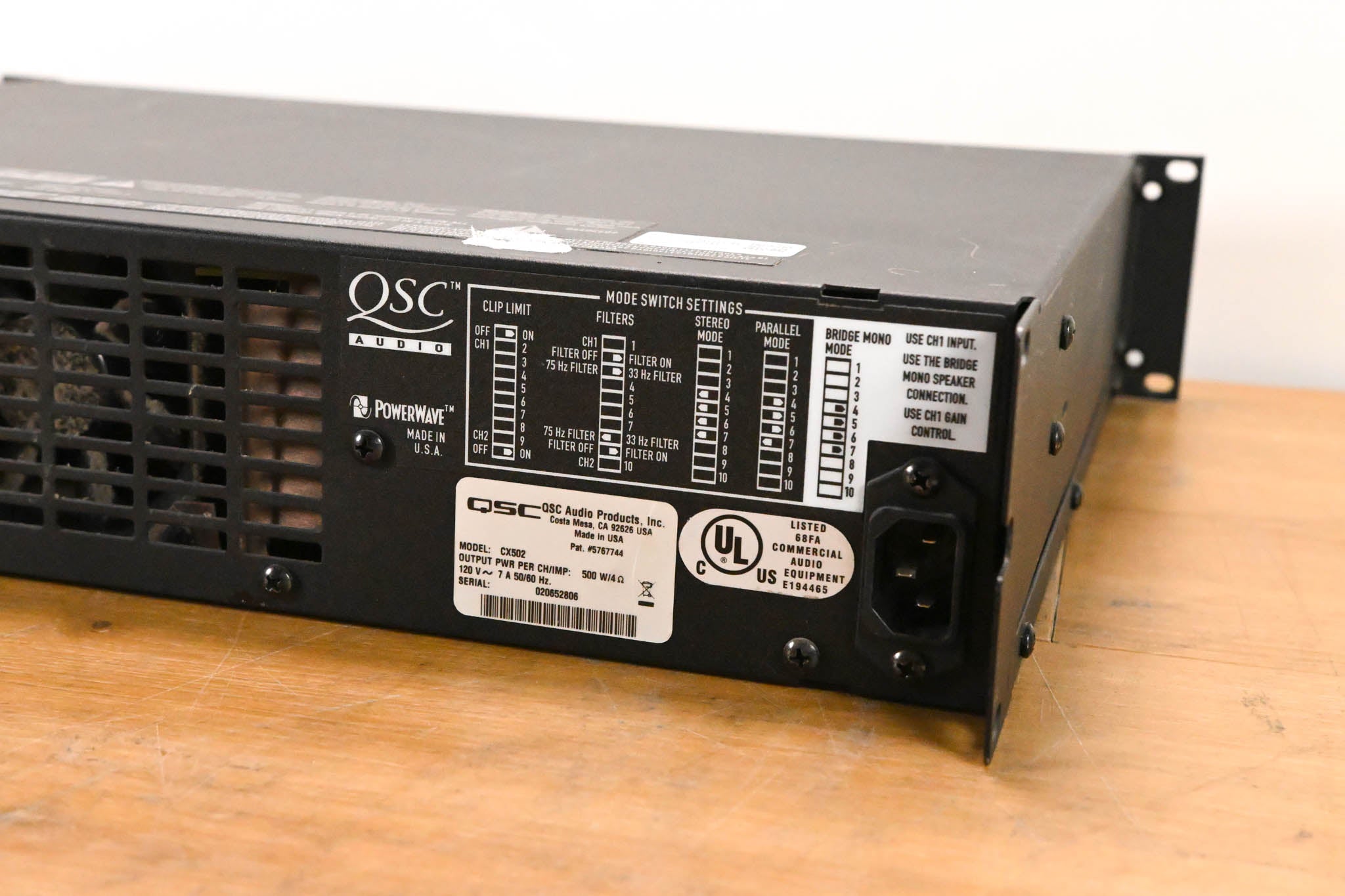 QSC CX502 2-Channel Power Amplifier