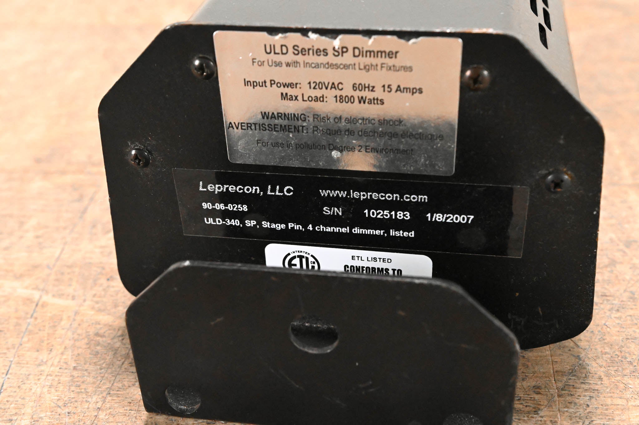 Leprecon ULD-340 4-Channel 15A Tree Mount Dimmer with Stage Pin Output