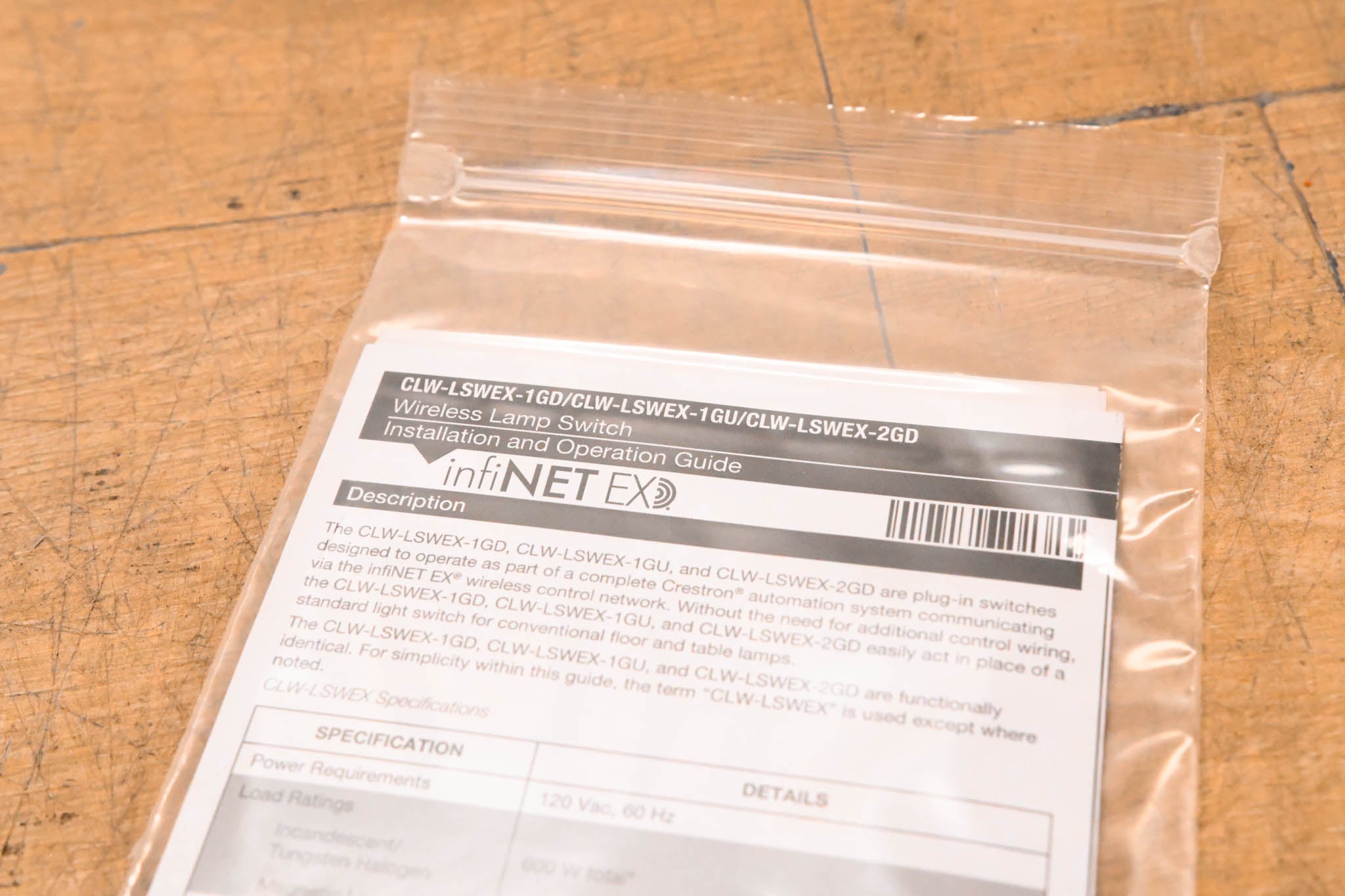 Crestron CLW-LSWEX-2GD-W-T Dual-Channel Wireless Lamp Switch