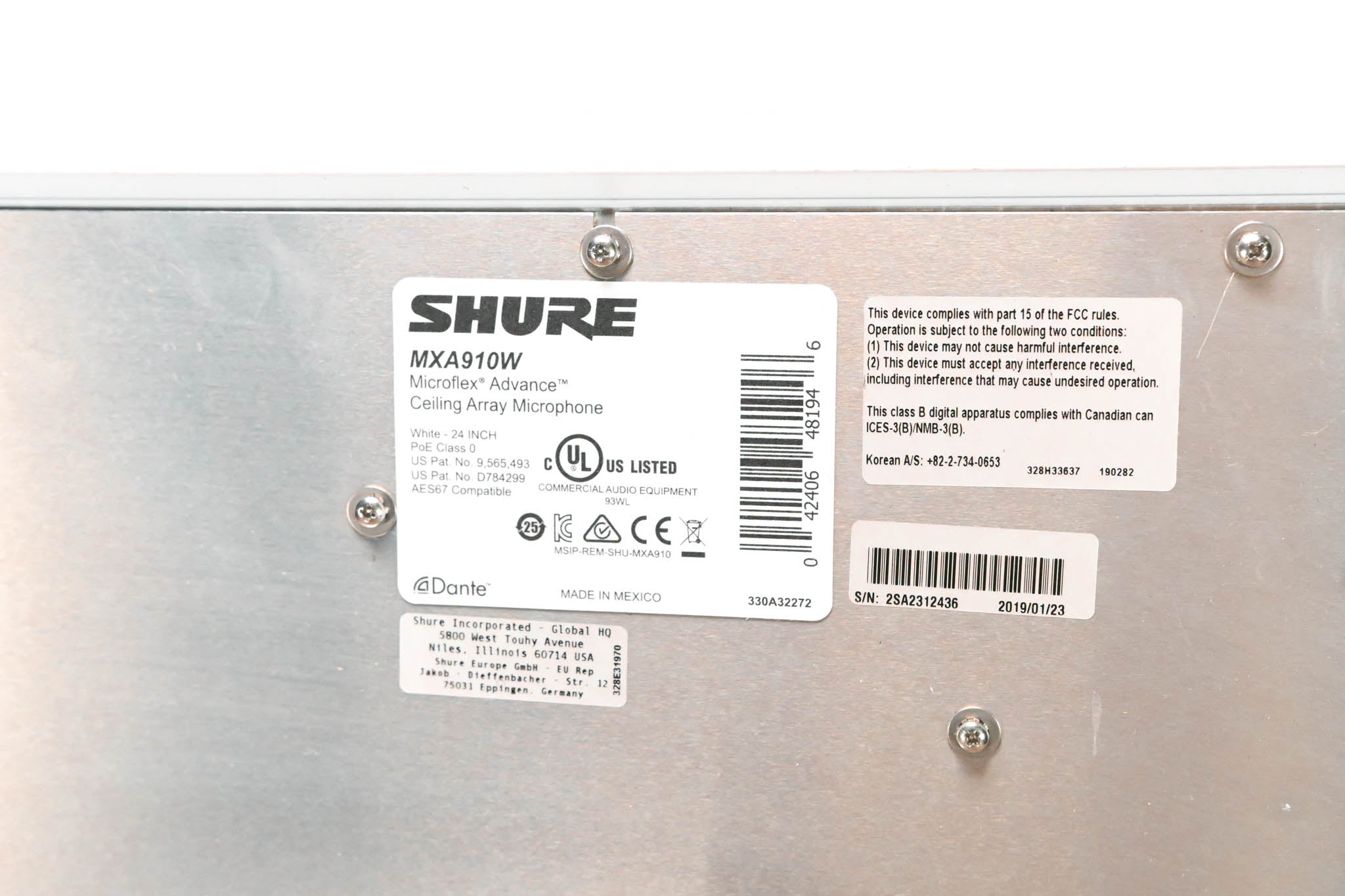 Shure MXA910W Ceiling Array Microphone