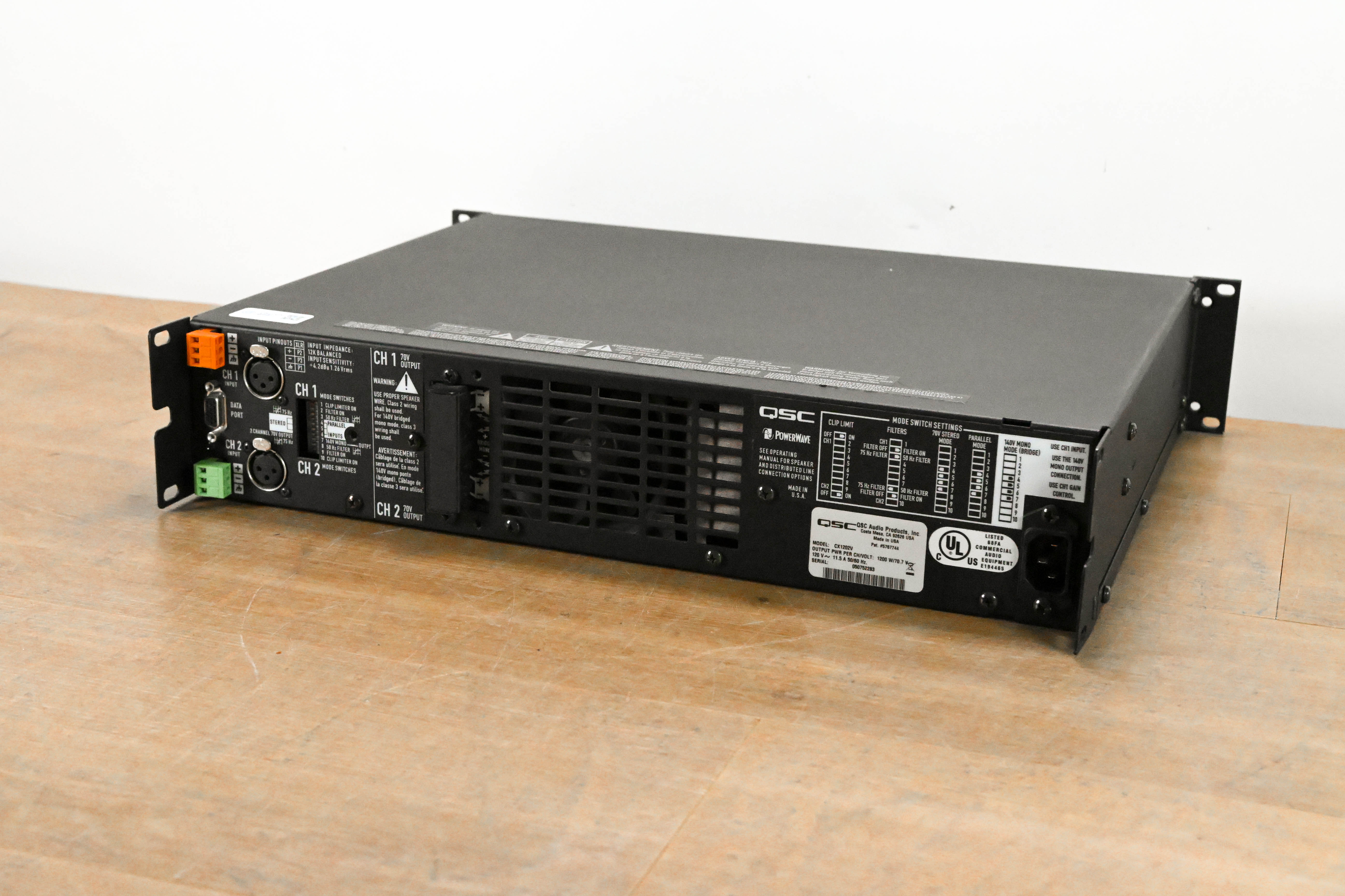 QSC CX1202V 1200W 70V 2-Channel Power Amplifier