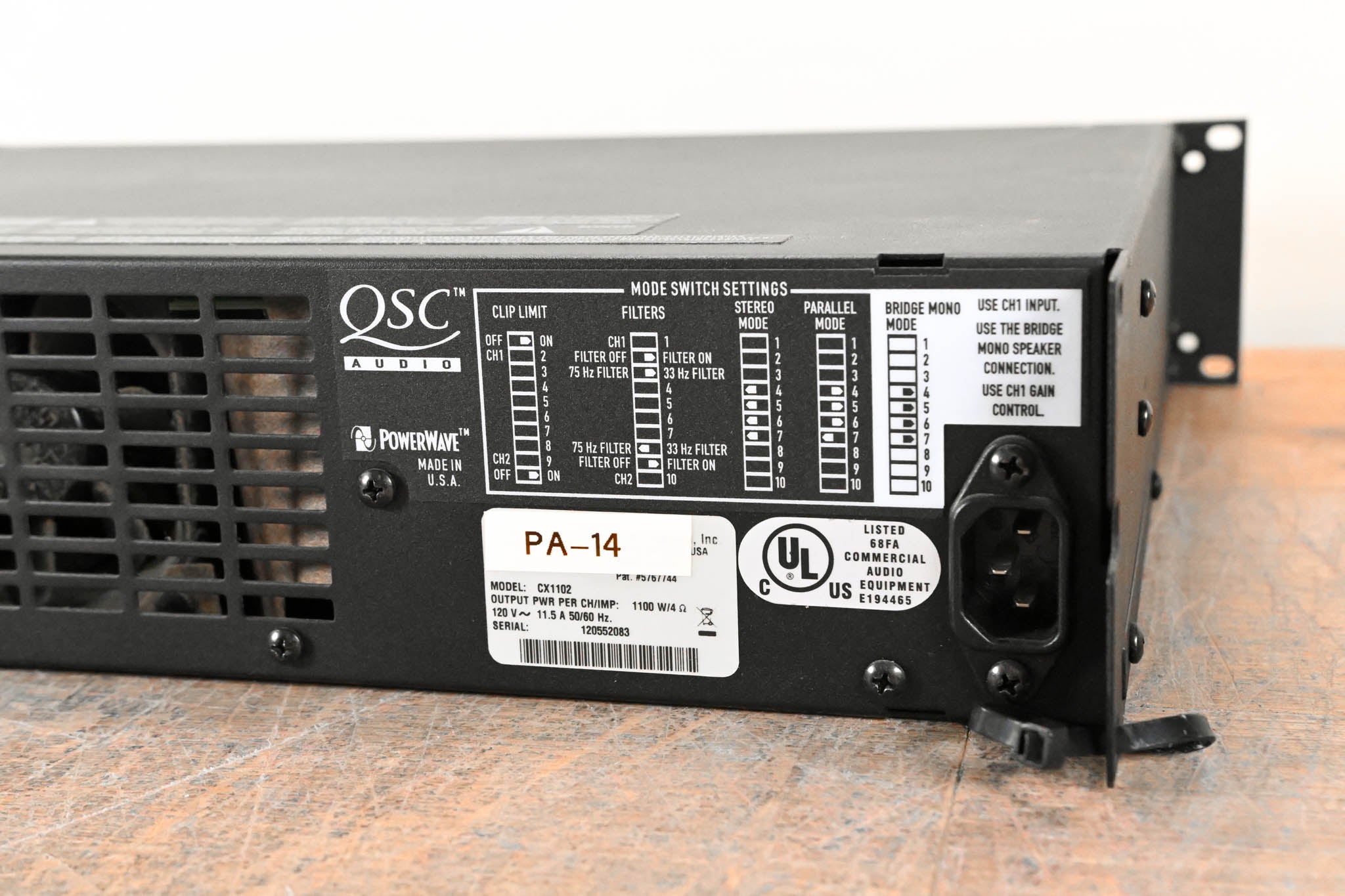 QSC CX1102 700W 2-Channel Power Amplifier