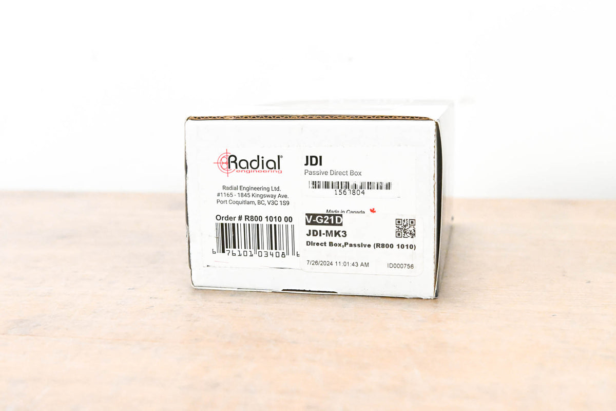 Radial Engineering JDI MK3 Jensen-Equipped 1-Channel Passive Direct Box