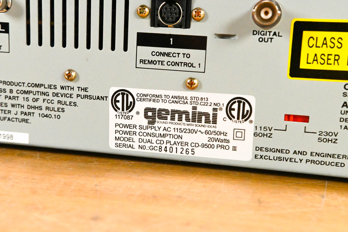 Gemini CD-9500 Pro III Dual CD Player with Controller