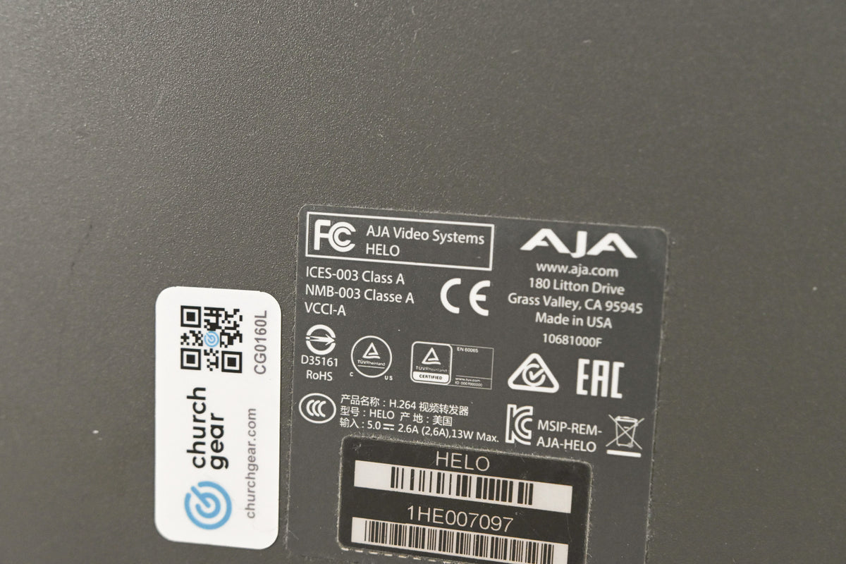 AJA HELO H.264 Streamer and Recorder (NO POWER SUPPLY)