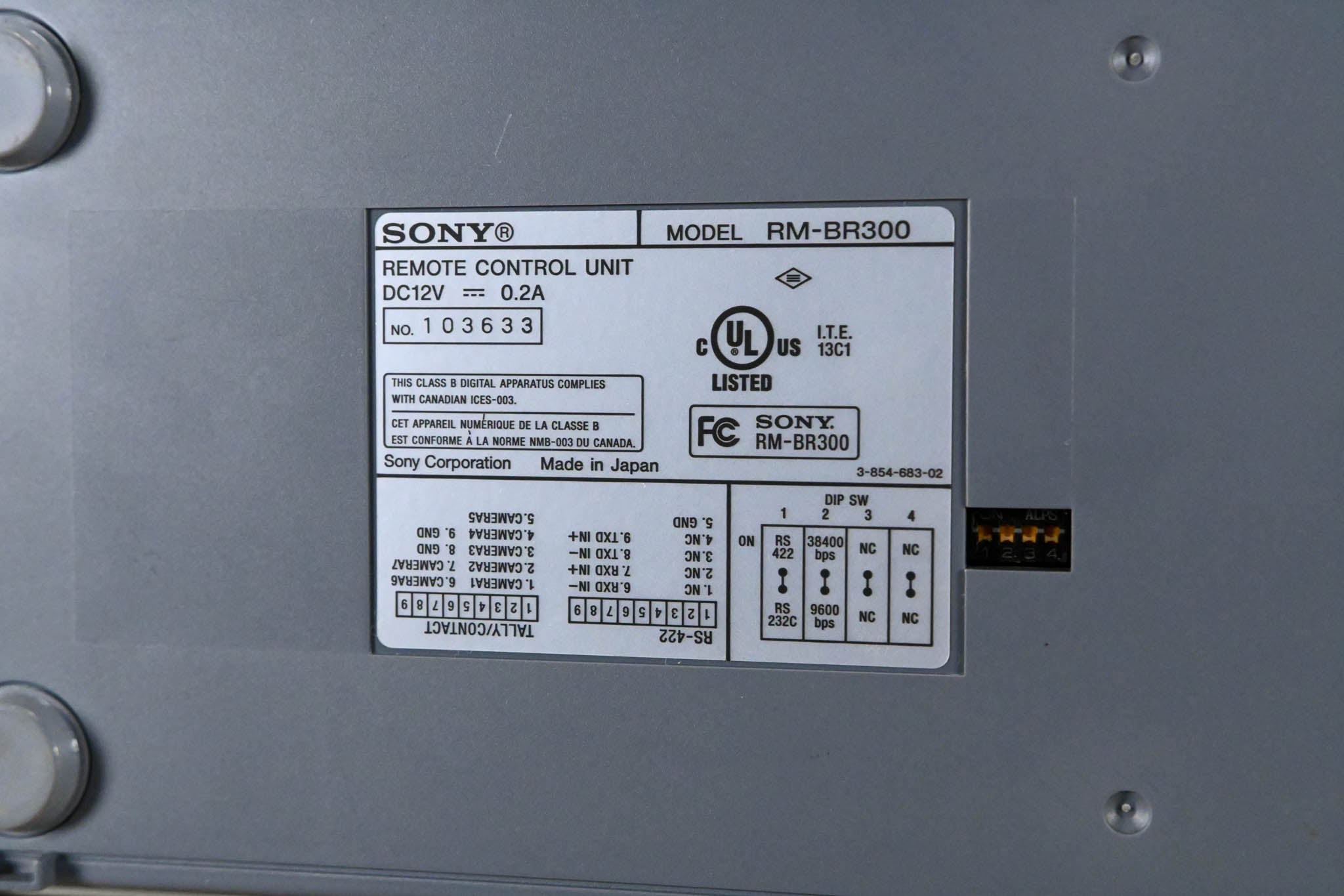 Sony RM-BR300 Remote Control Unit for BRC Series Cameras (NO PSU)