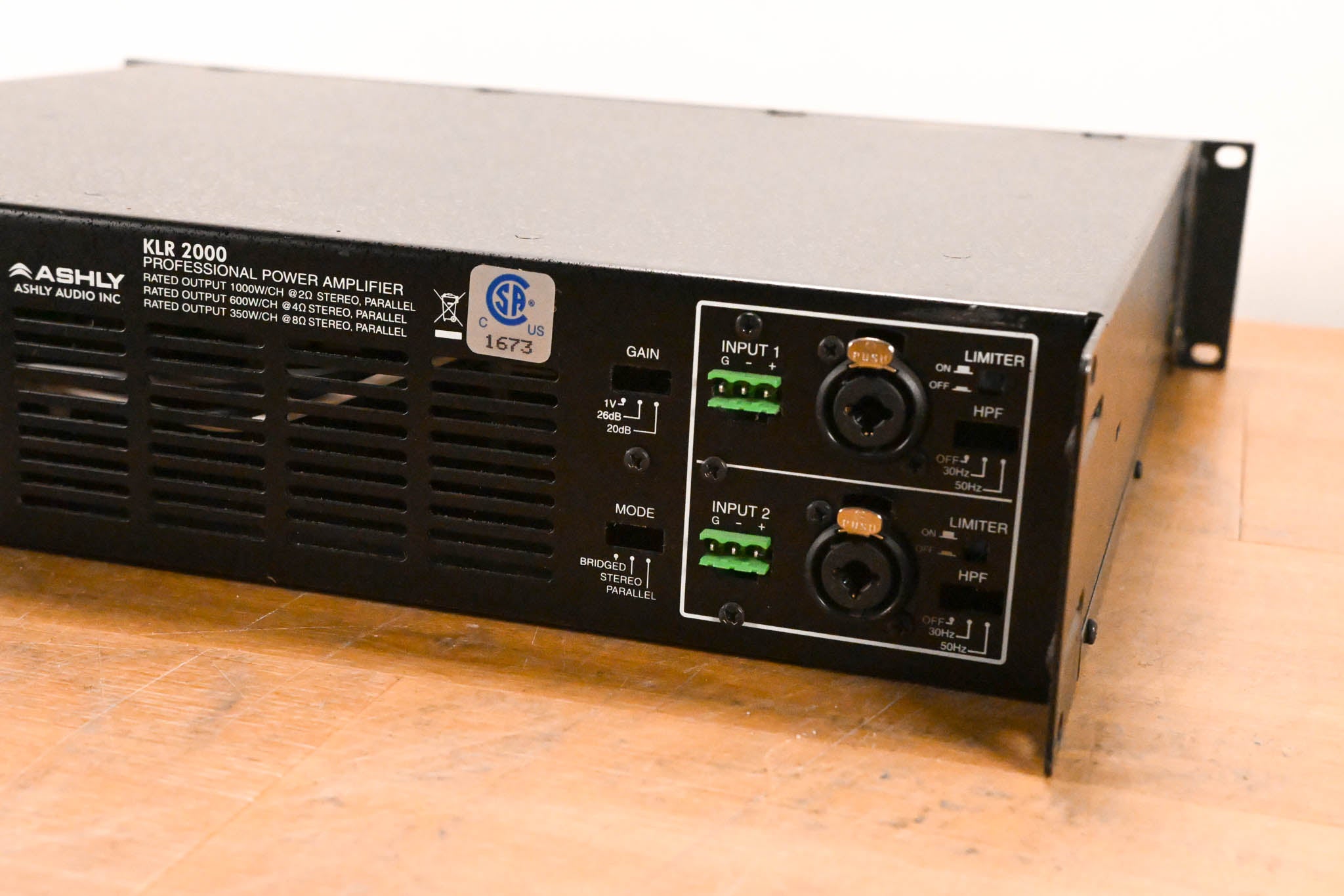 Ashly KLR-2000 Dual-Channel 1,000W Power Amplifier