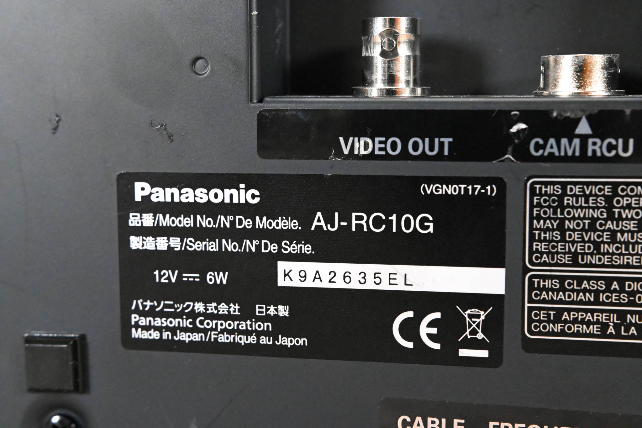 Panasonic AJ-RC10G Remote Control Unit