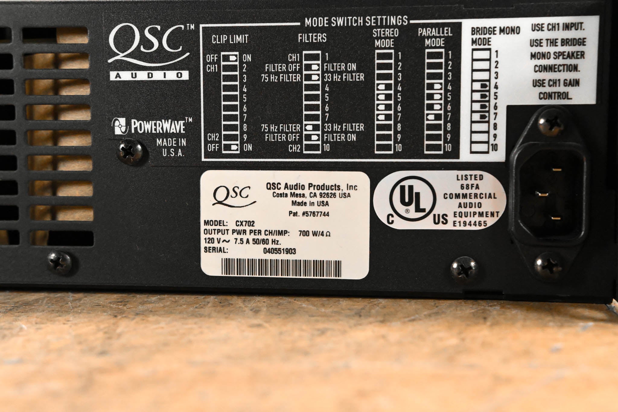 QSC CX702 2-Channel 700W Power Amplifier