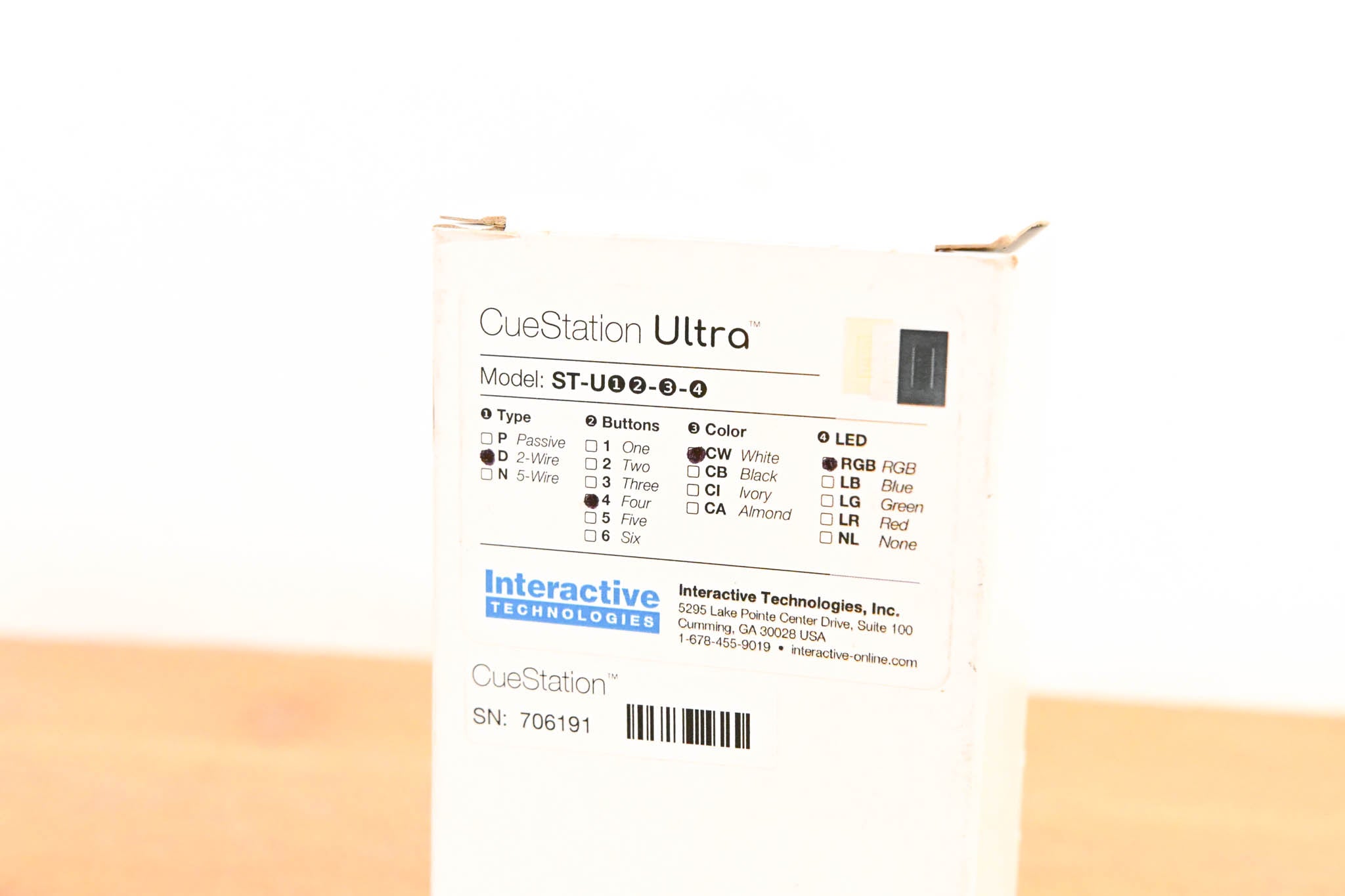 Interactive Technologies ST-UD4-CW-RGB 2-Wire 4-Button Network Station