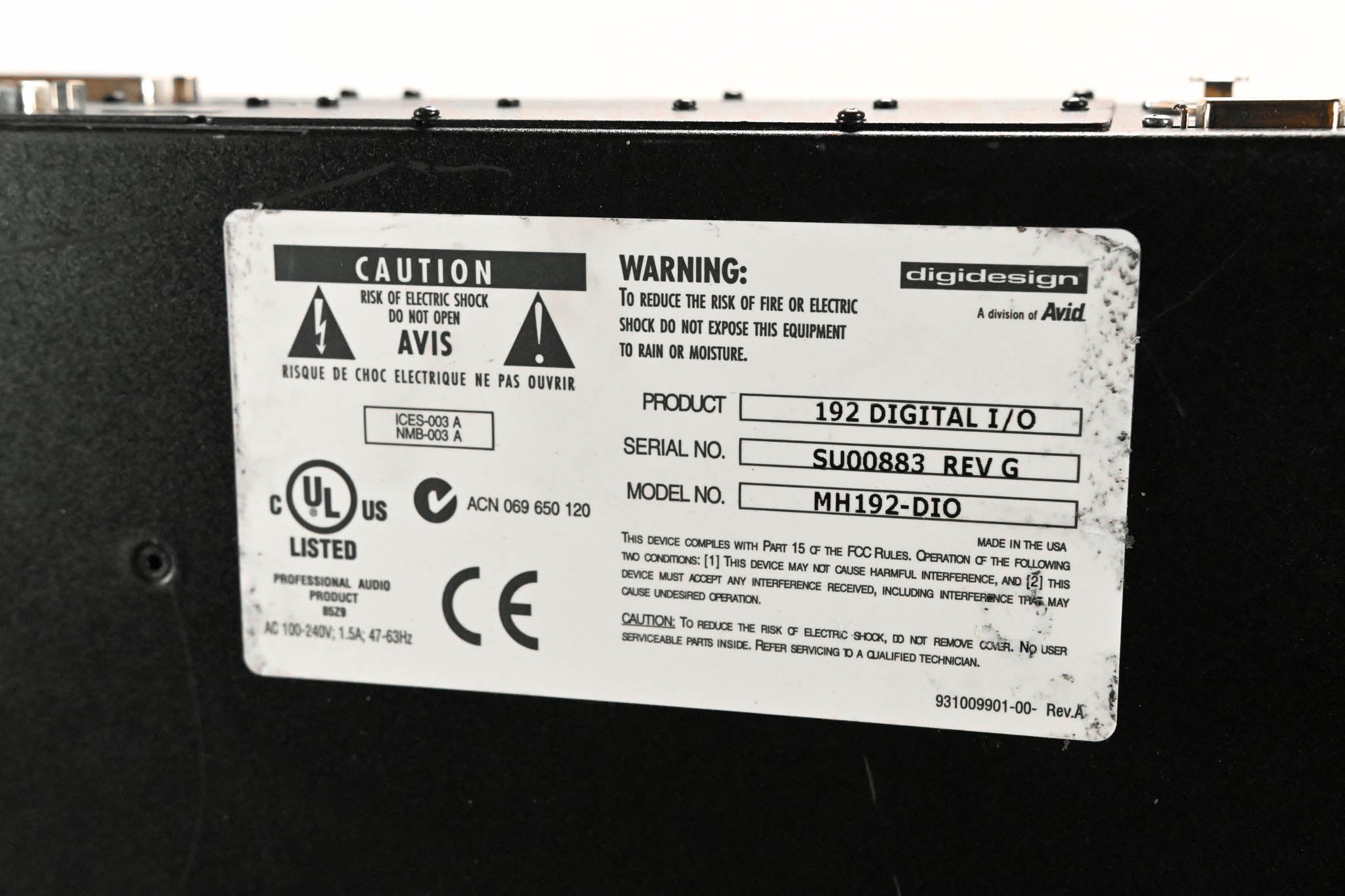 Digidesign 192 Digital I/O 16-Channel Audio Interface