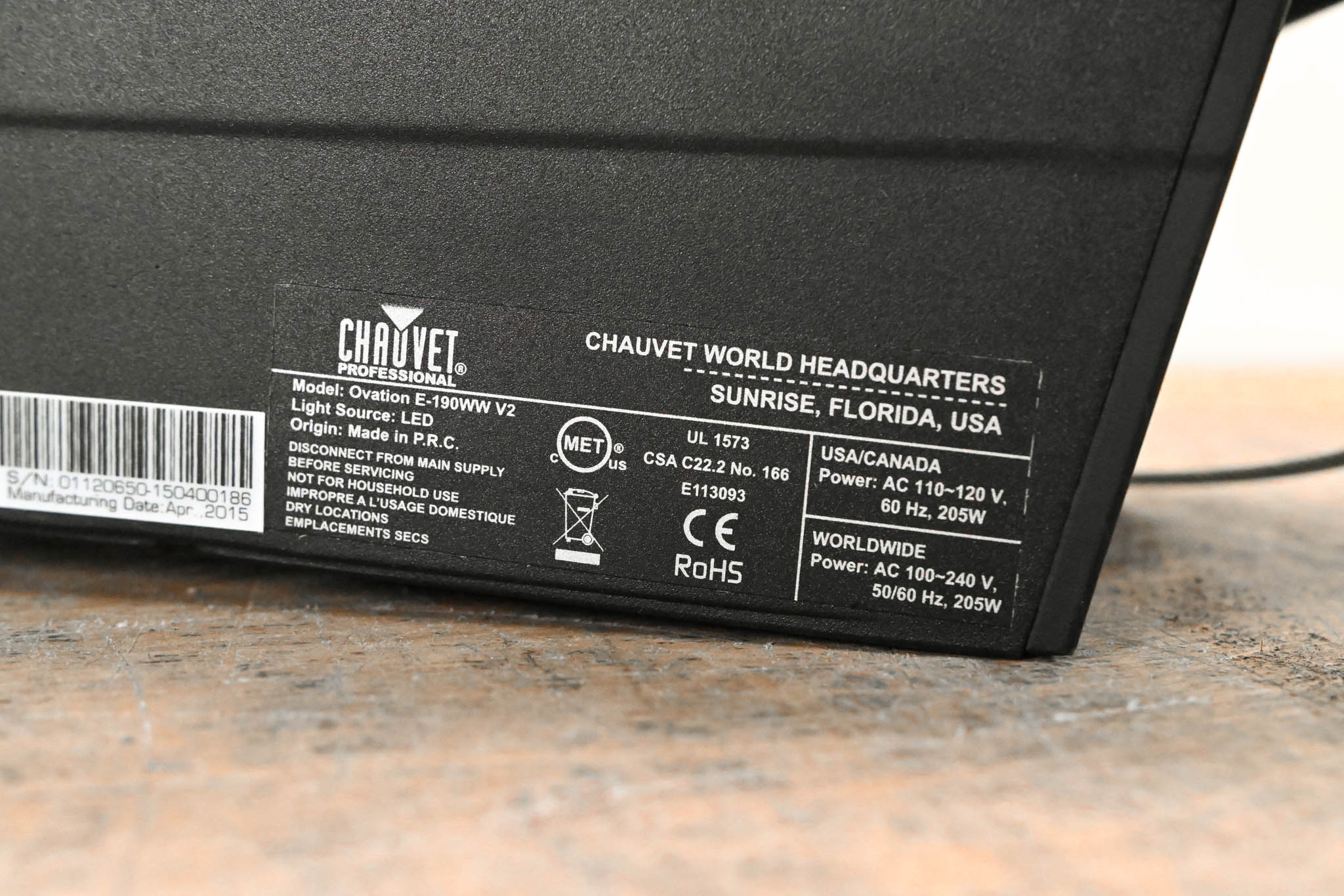 Chauvet Ovation E-190WW V2 LED Ellipsoidal Light (No Lens)