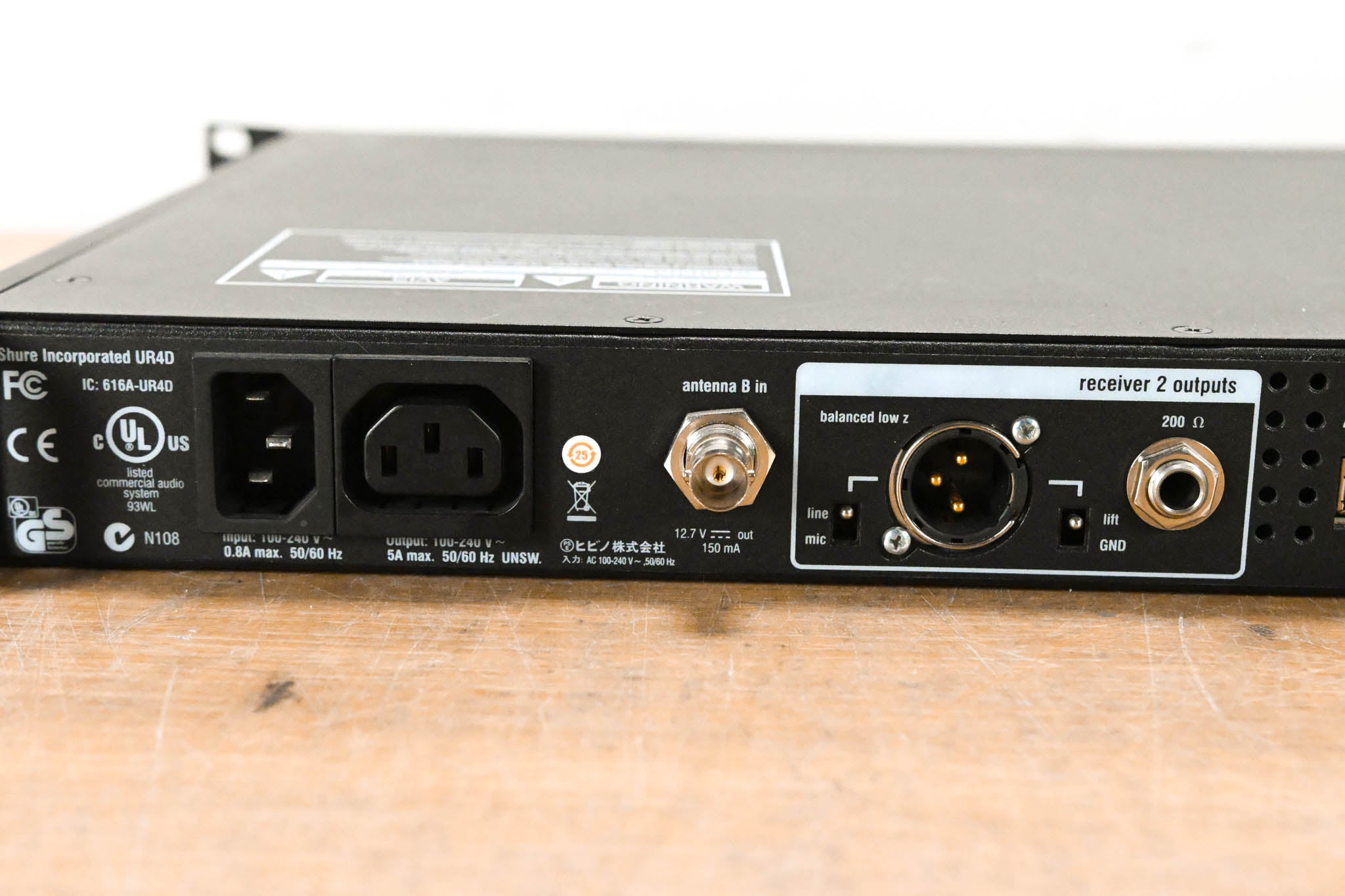 Shure UR4D Wireless Receiver w/ two UR2/SM87A Handheld Transmitters - H4