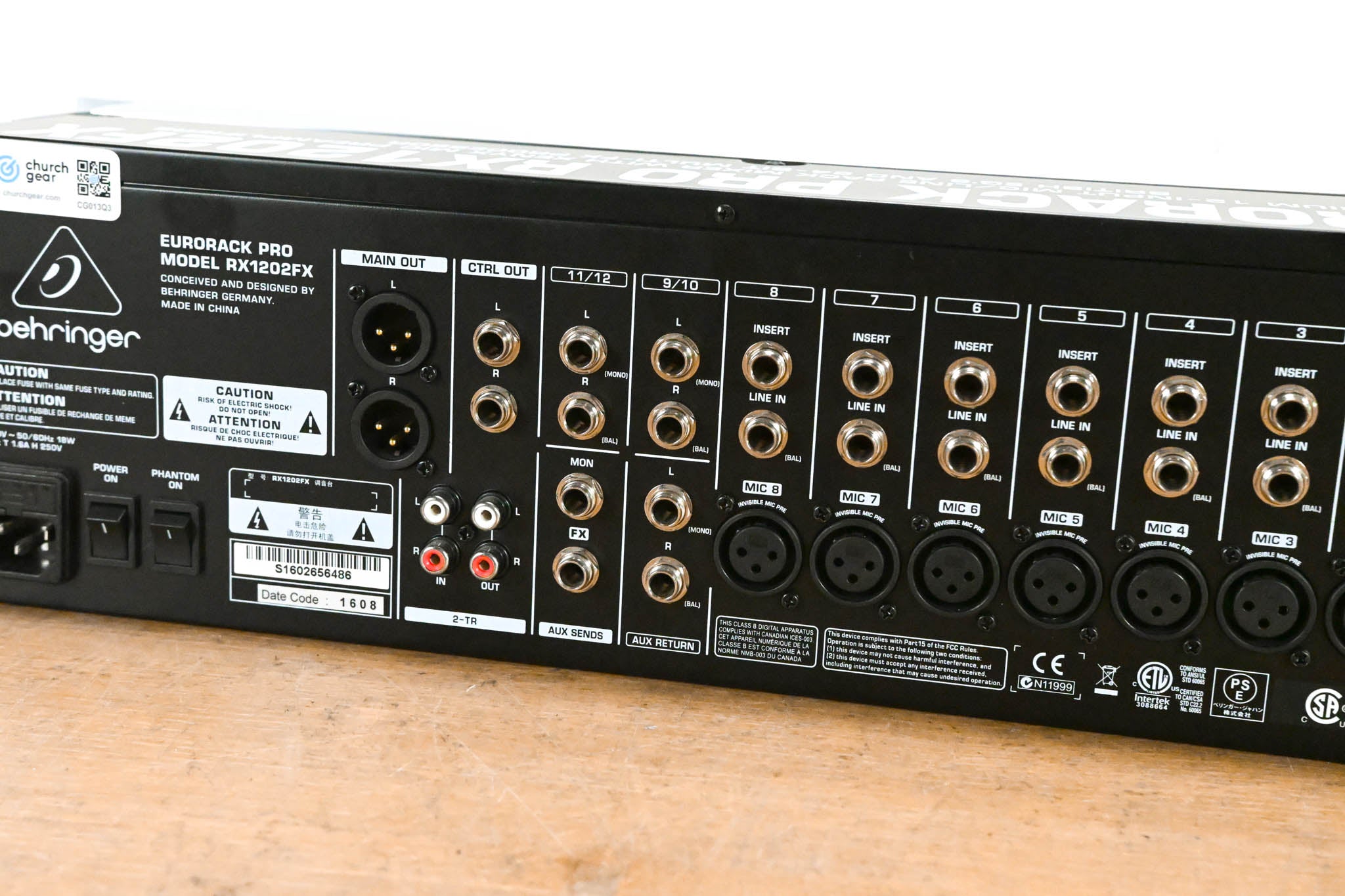 Behringer EURORACK PRO RX1202FX 12-Input Mic/Line Rack Mixer
