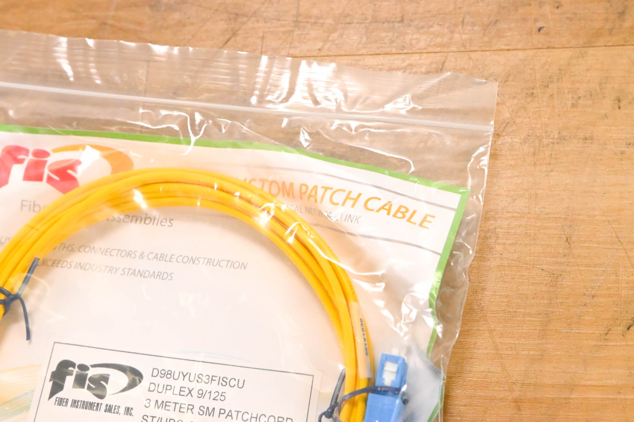 FIS ST/UPC-SC/UPC Duplex Single Mode Fiber Cable - 3m