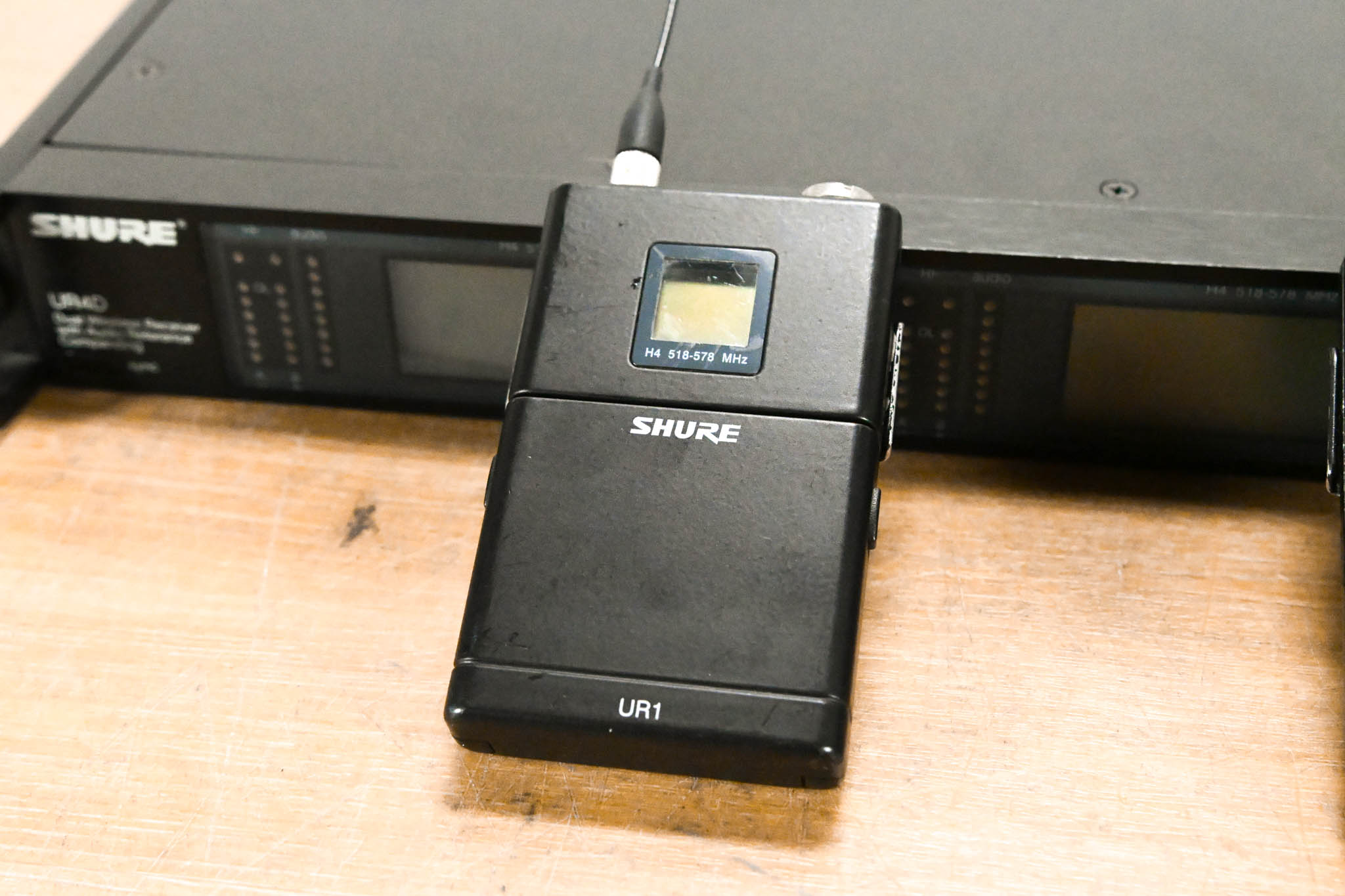 Shure UR4D Wireless Receiver w/ two UR1 Bodypack Transmitters - H4 Band