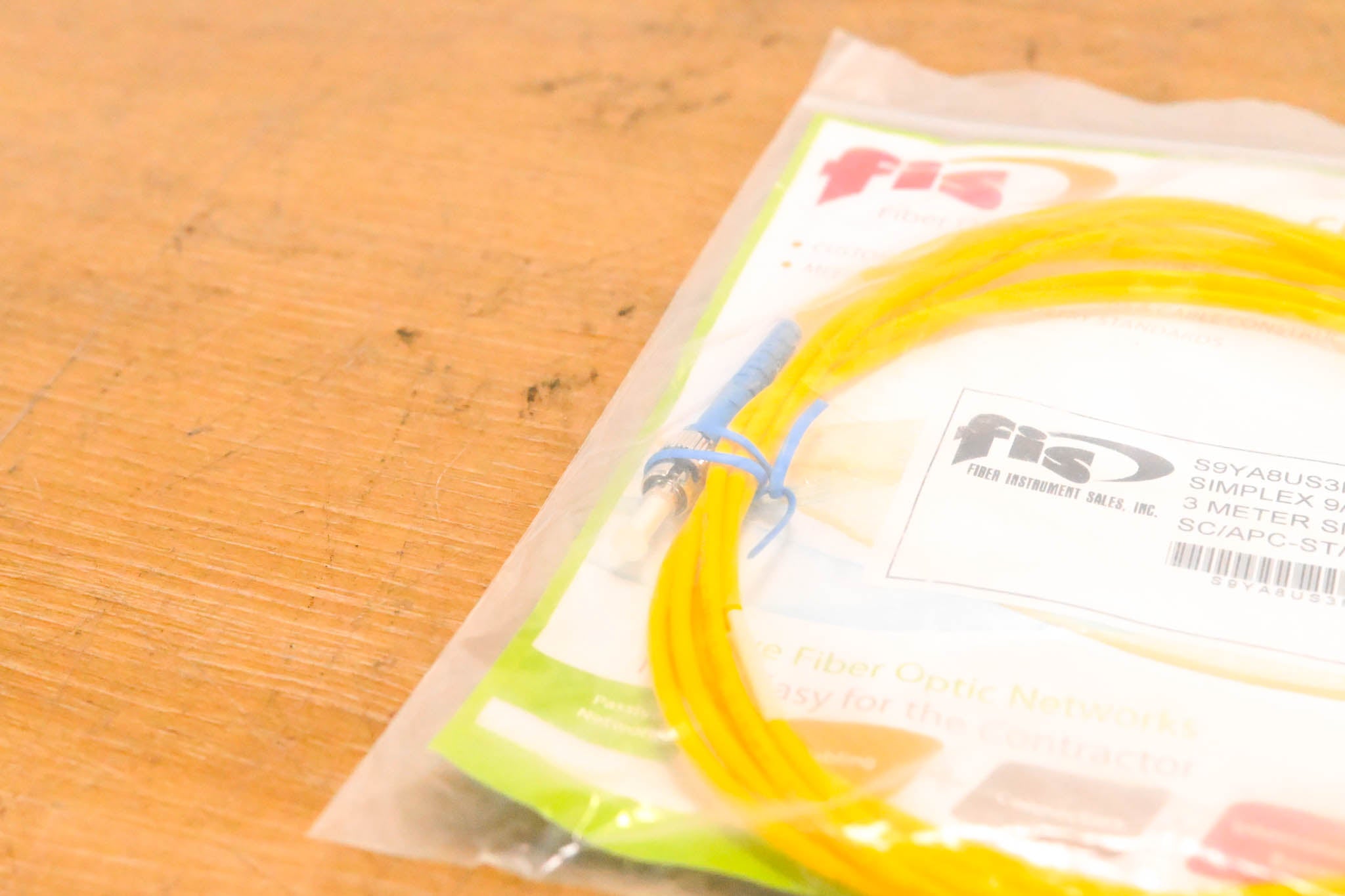 FIS SC/APC-ST/UPC Simplex Single Mode Fiber Cable - 3m