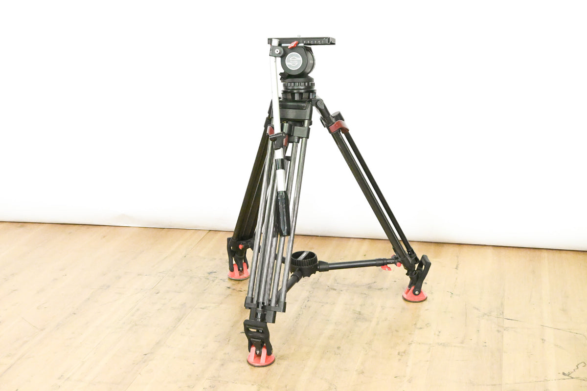 Sachtler DV-12 Fluid Head w/ Speed Lock CF Tripod & Mid-Level Spreader