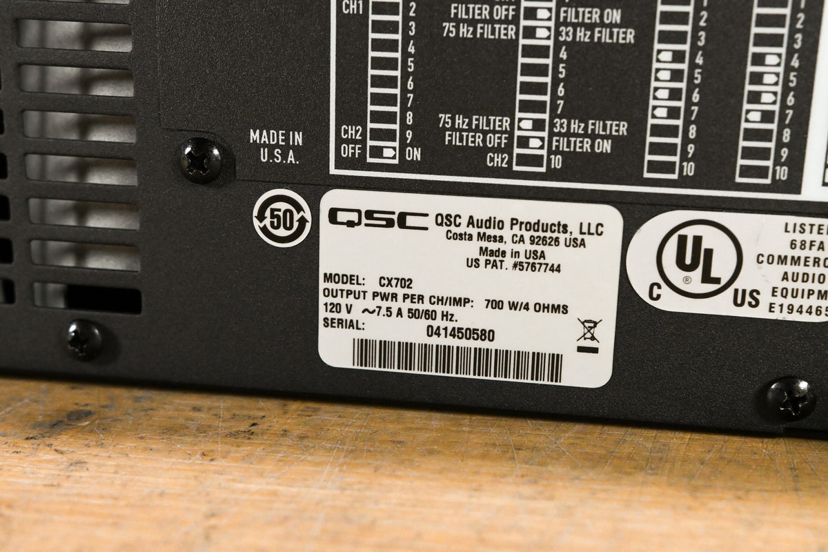 QSC CX702 2-Channel 700W Power Amplifier