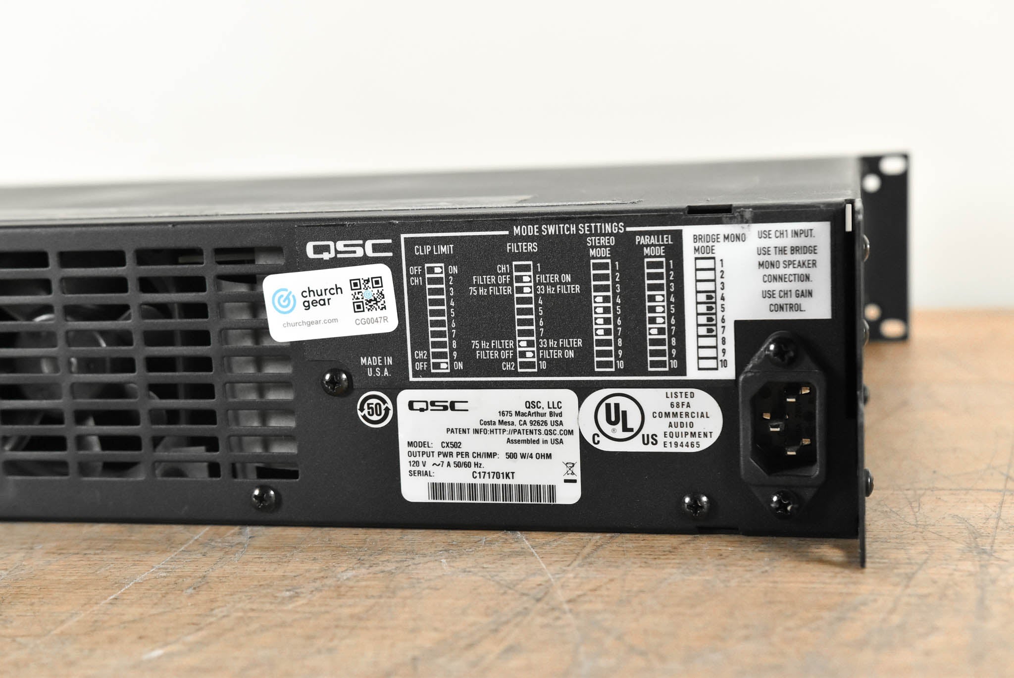 QSC CX502 2-Channel Power Amplifier