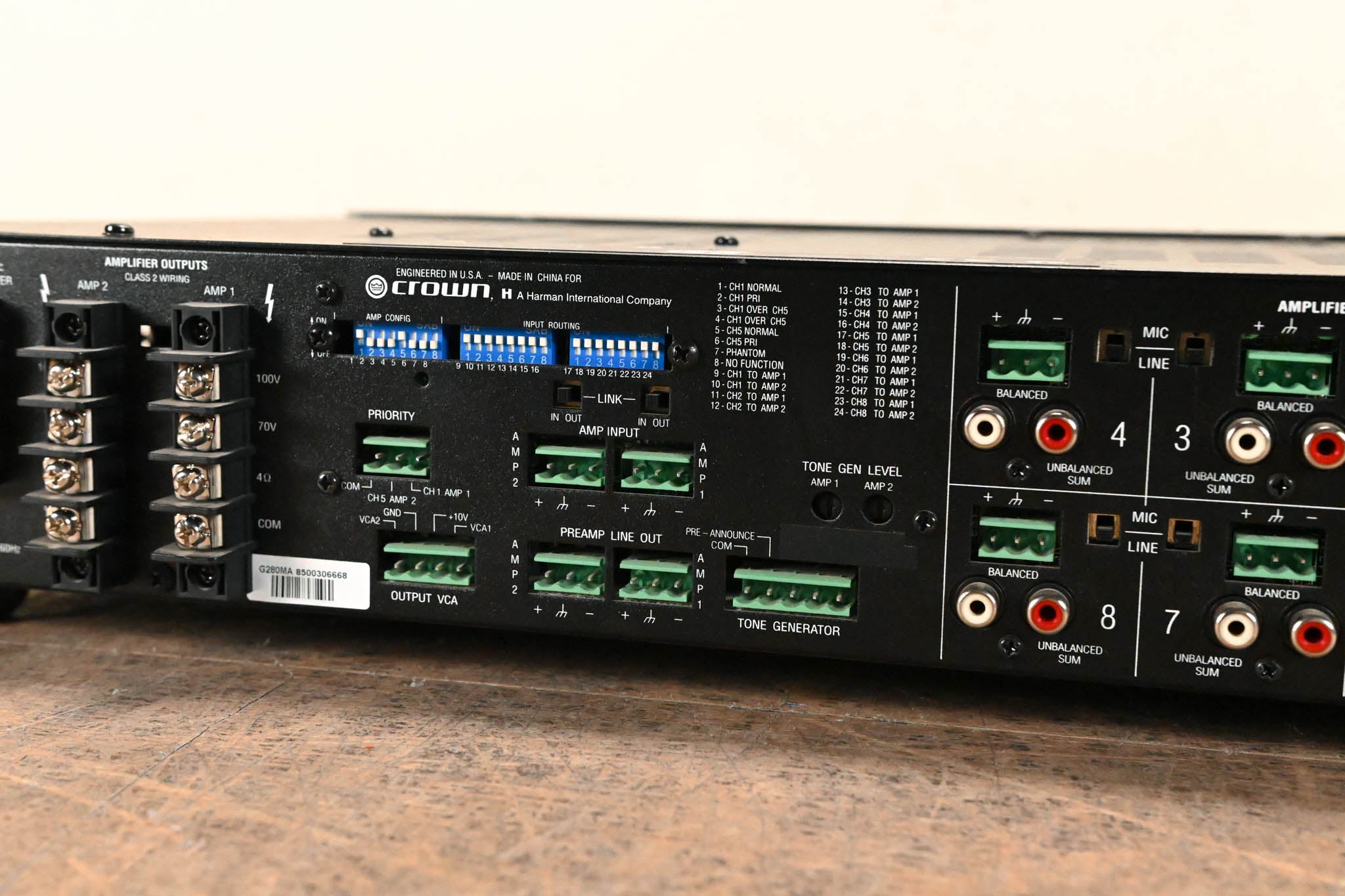 Crown 280MA Eight Input, Dual 80W Mixer-Amplifier