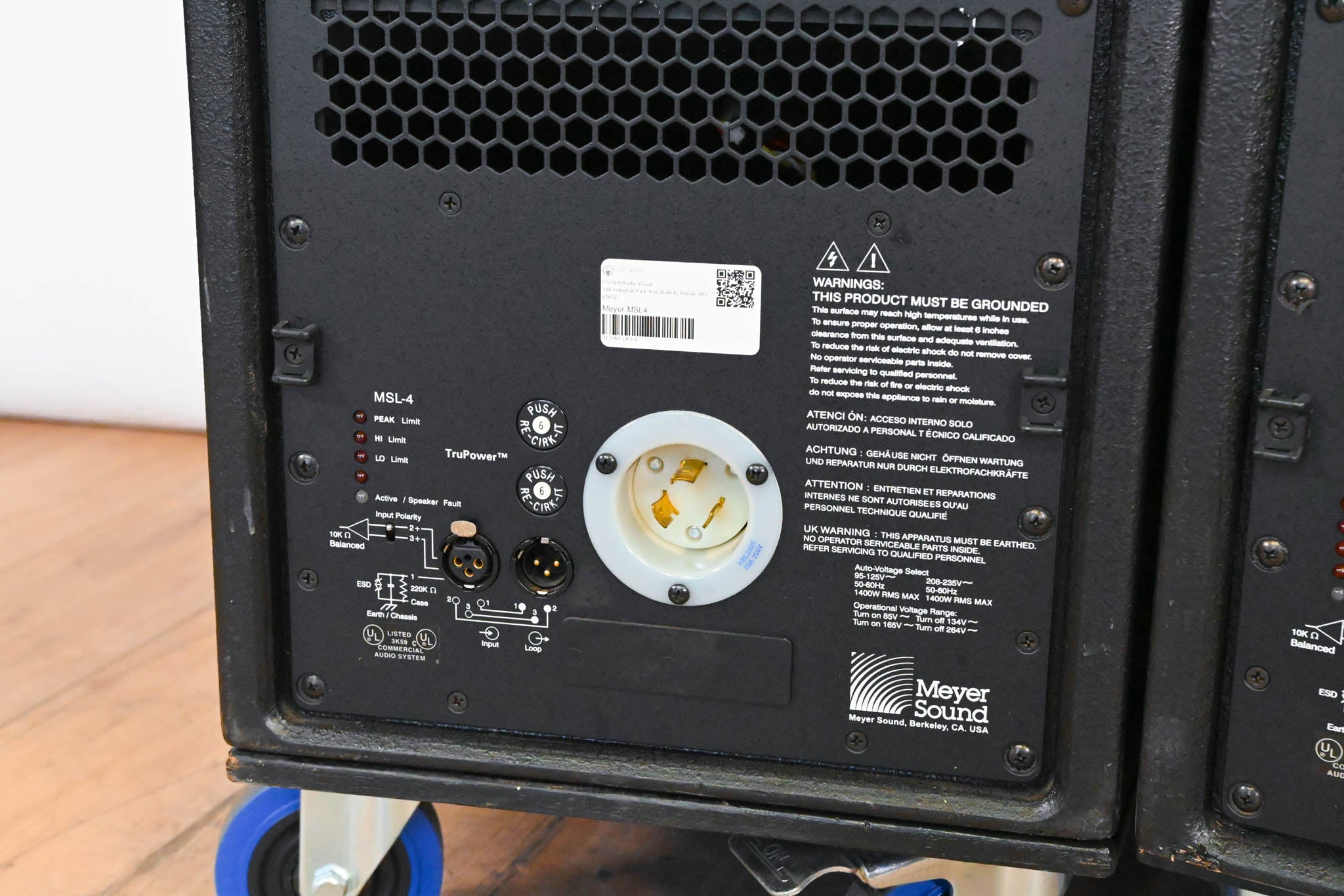 Meyer Sound MSL-4 Self-Powered Reinforcement Speaker (PAIR) w/ Wheels