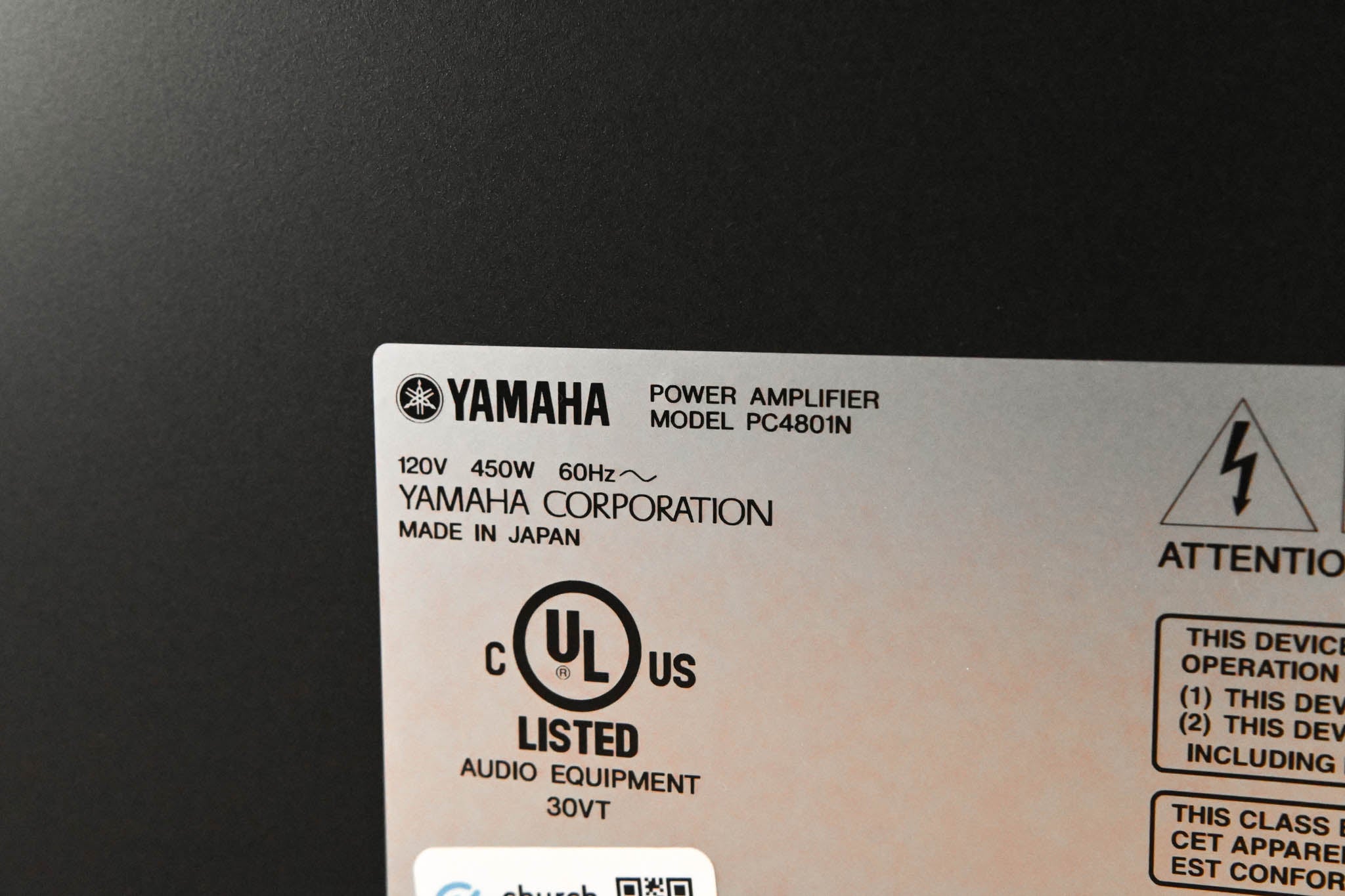 Yamaha PC4801N 2-Channel 475W Power Amplifier