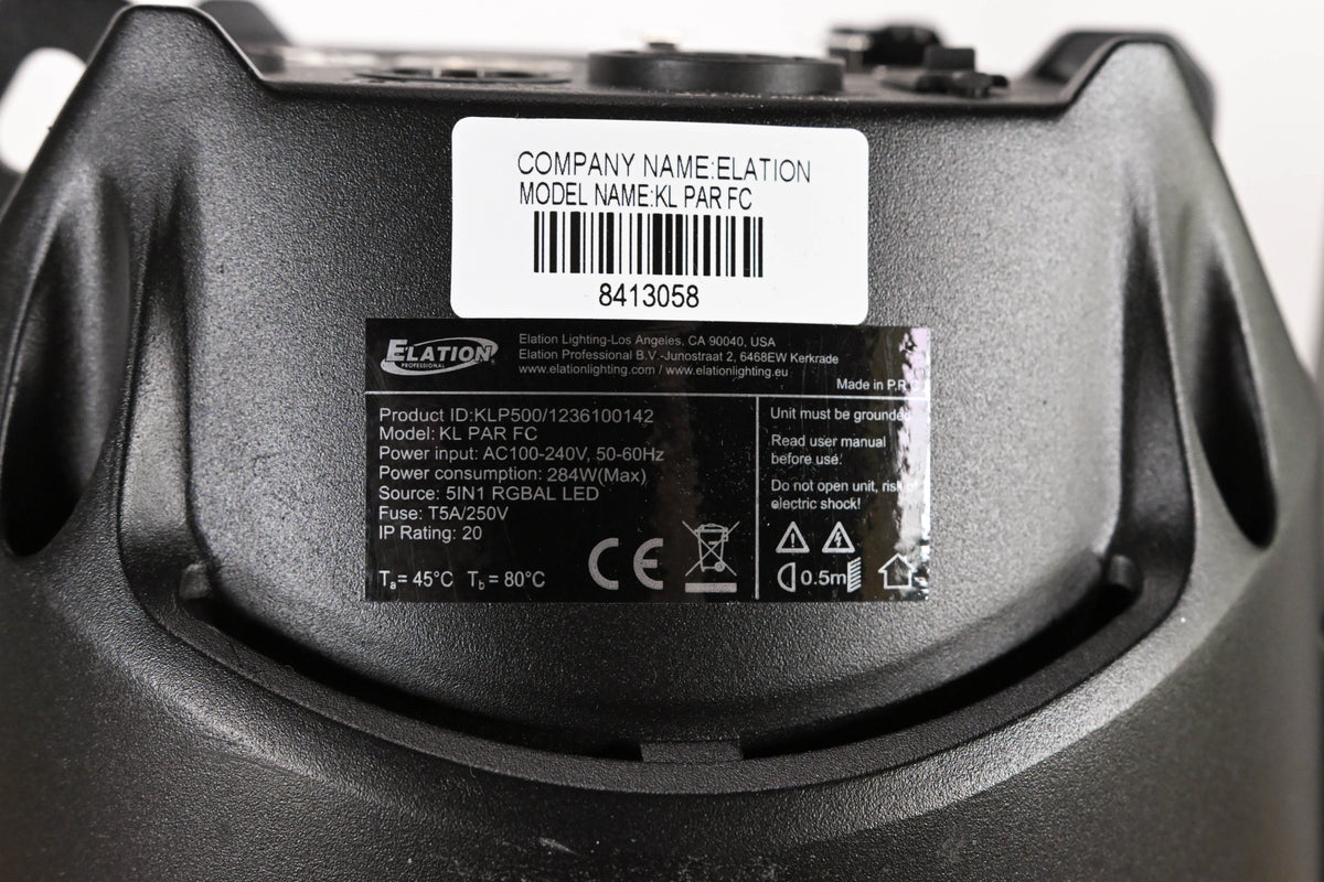 Elation KL PAR FC 280W RGBMA LED Par Wash Light - Black (NO POWER CABLE)