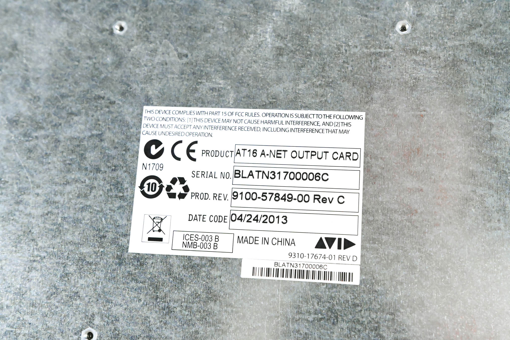 AVID AT16 A-Net Output Card for SC48 Console