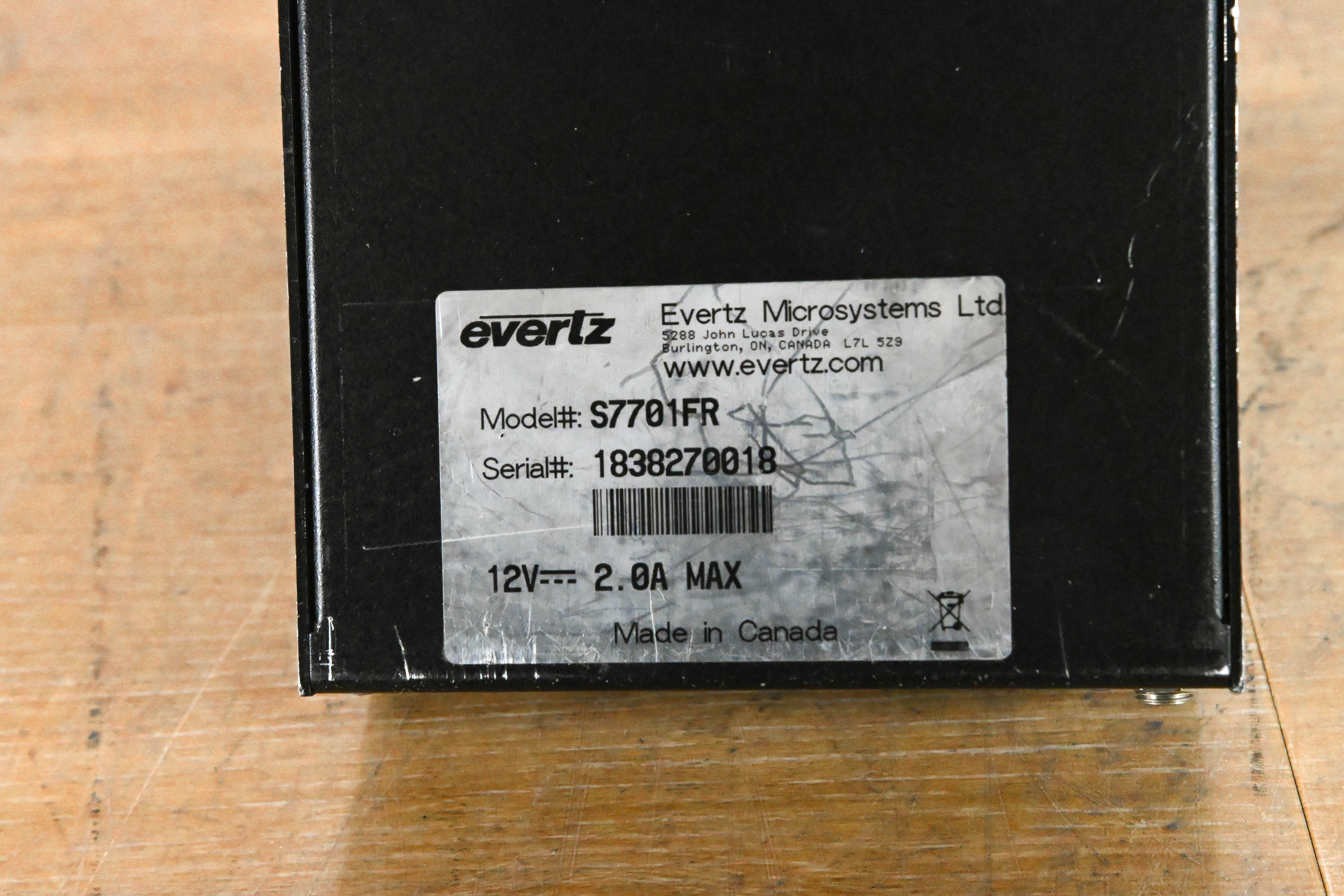 Evertz S7701FR Standalone Frame (NO POWER SUPPLY)