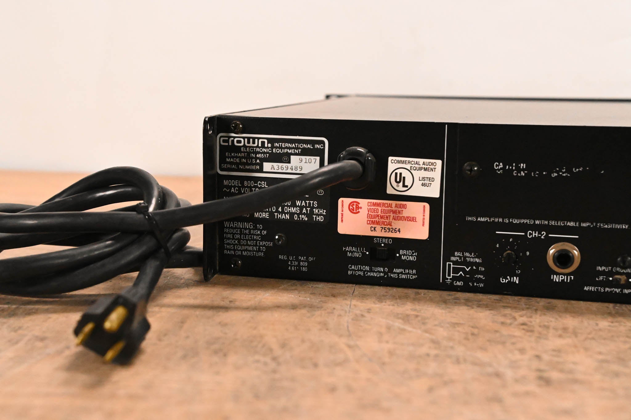 Crown 800 CSL 2-Channel Power Amplifier