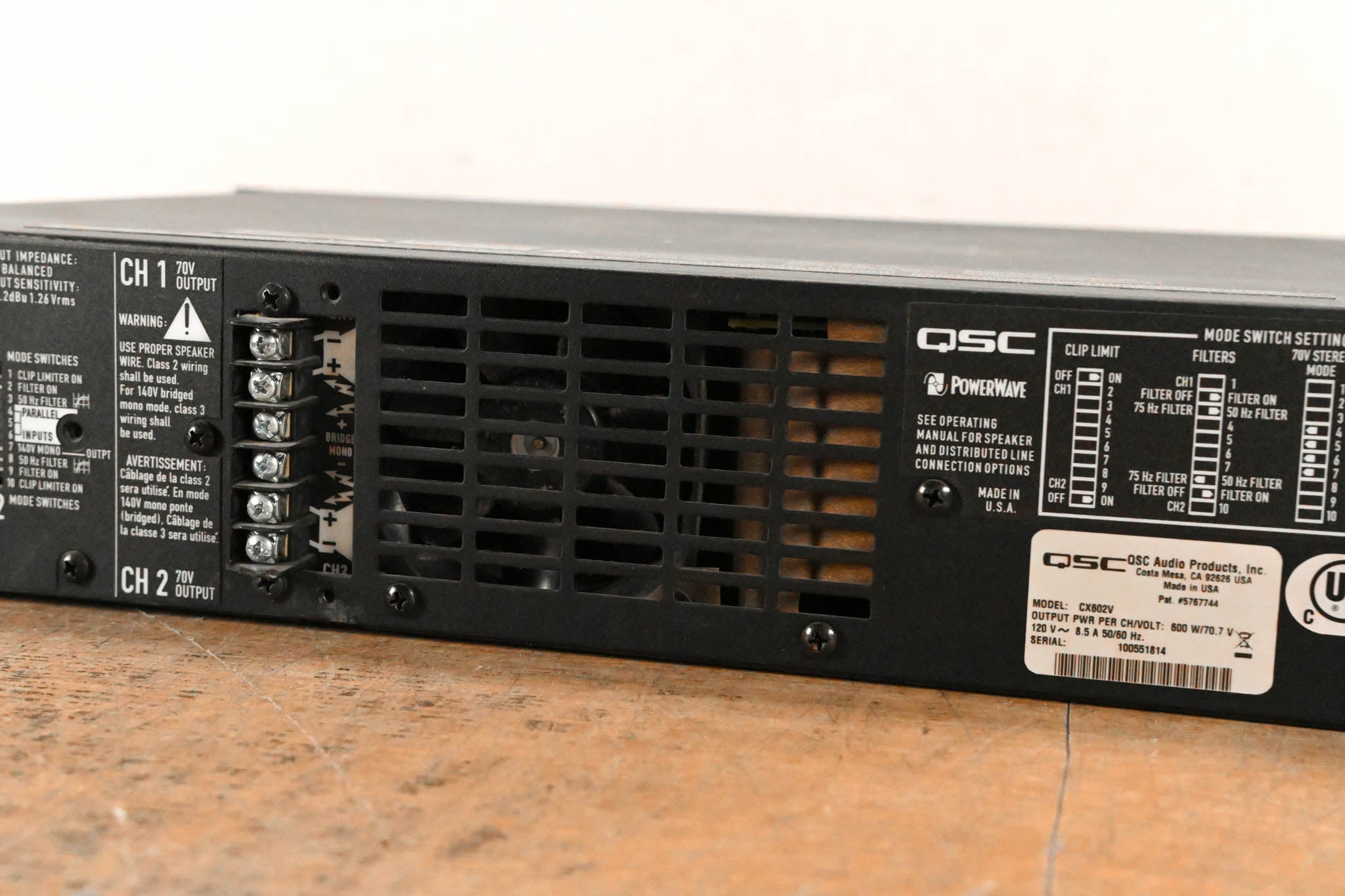 QSC CX602V 2-Channel 70V Power Amplifier