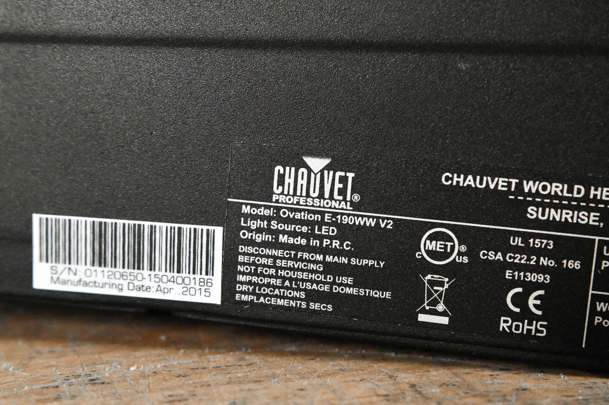 Chauvet Ovation E-190WW V2 LED Ellipsoidal Light (No Lens)