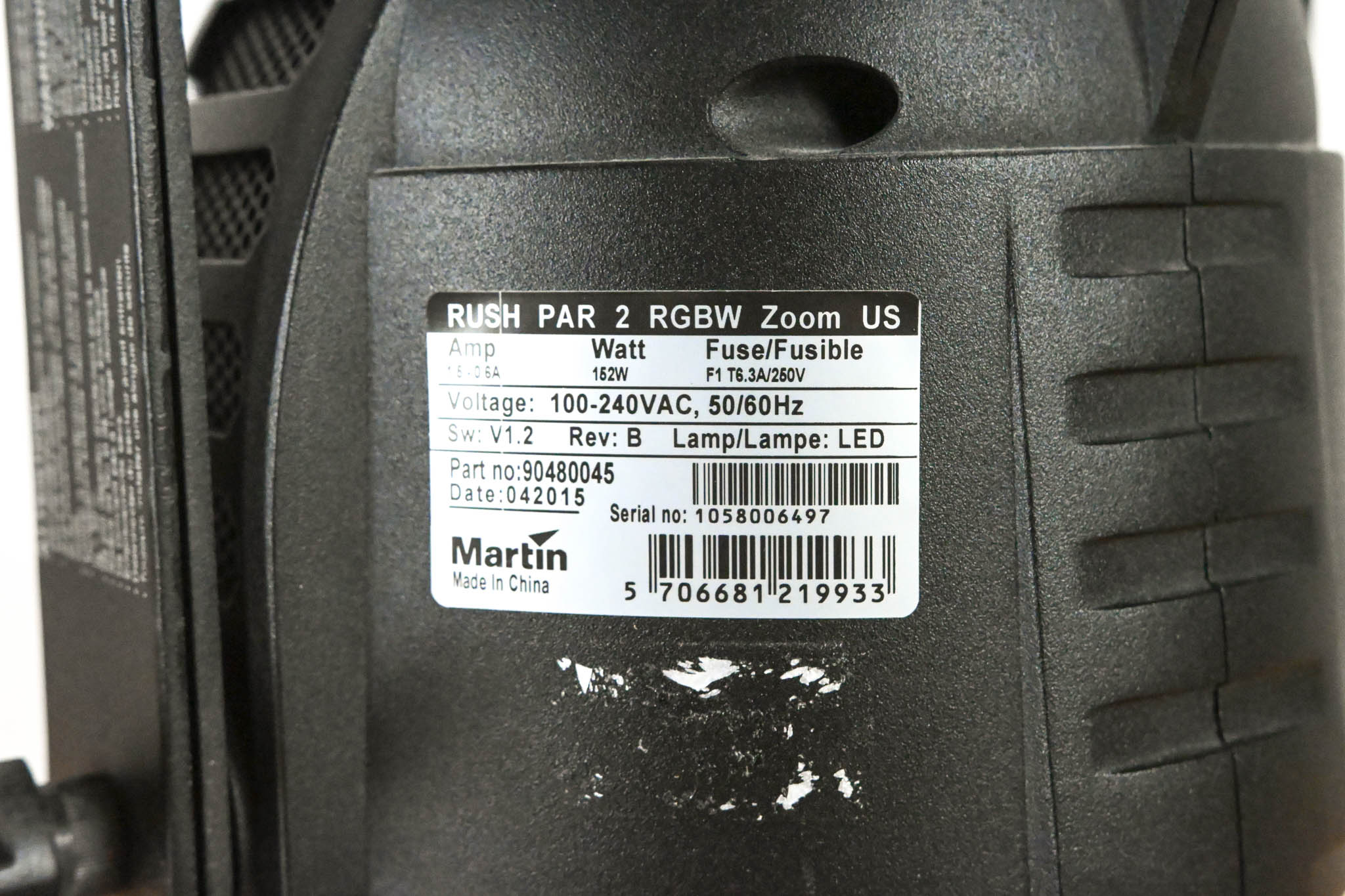 Martin Lighting RUSH PAR 2 RGBW Zoom US LED Par Can