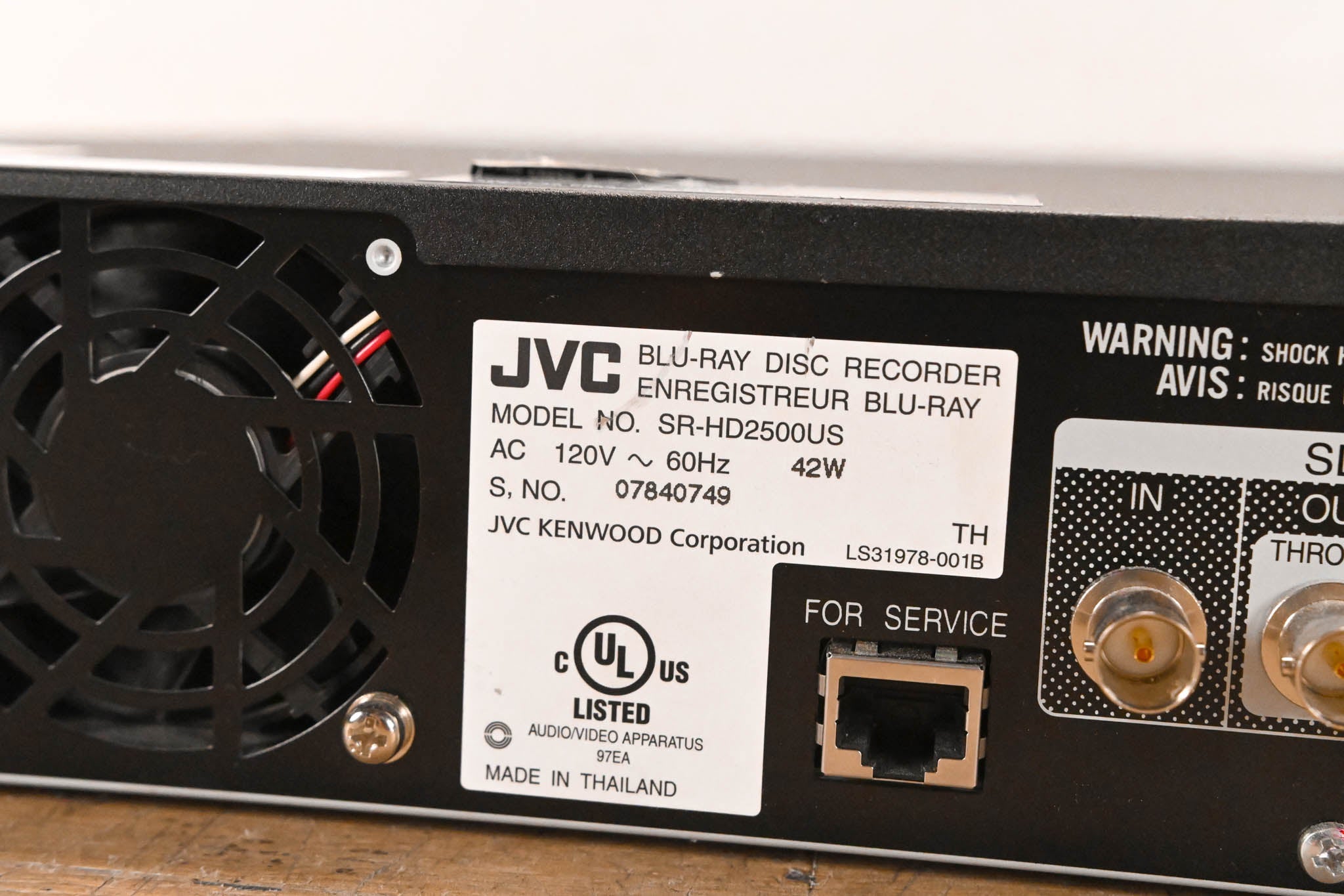 JVC SR-HD2500US Blu-Ray Disc & HDD Recorder with HD-SDI