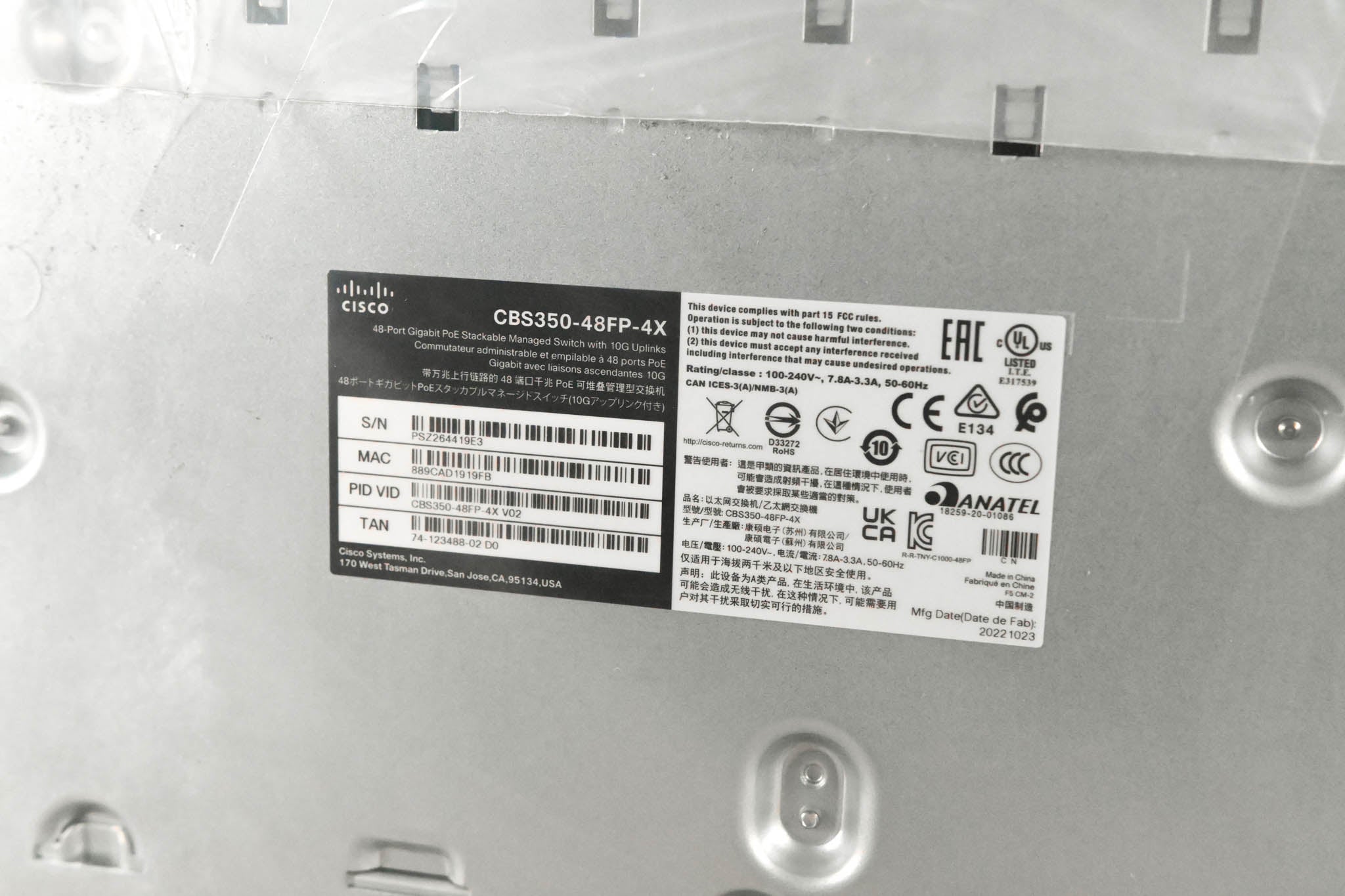Cisco CBS350-48P-4X 48x Gigabit RJ45 PoE+ & 4x 10G SFP+ Managed Switch