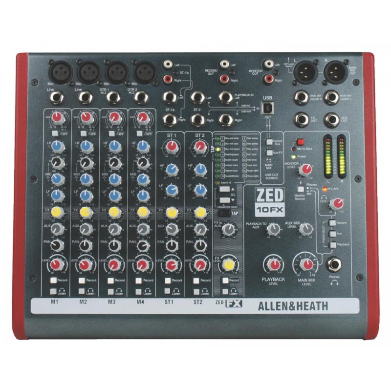 4 Mic/Line 2 with Active DI, 3 stereo line inputs (AH-ZED10FX)