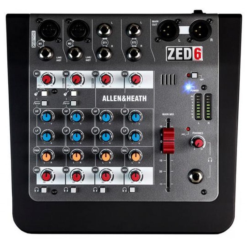 2 Mic/Line with Active DI, 2 Stereo Inputs, 2-band (AH-ZED6)