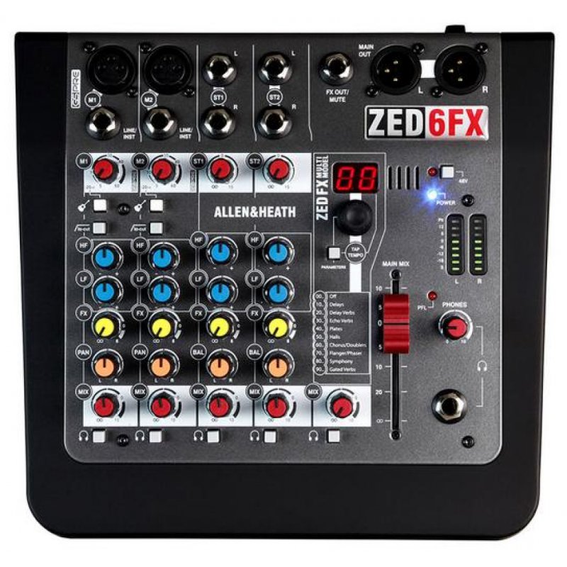 2 Mic/Line with Active DI, 2 Stereo Inputs, 2-band (AH-ZED6FX)