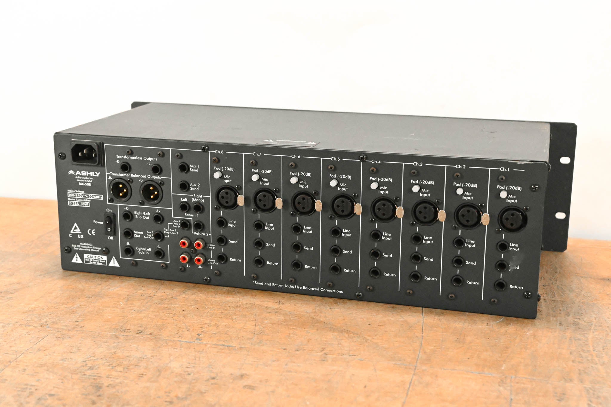 Ashly MX-508 8-Input Stereo Rack-Mountable Mic/Line Mixer