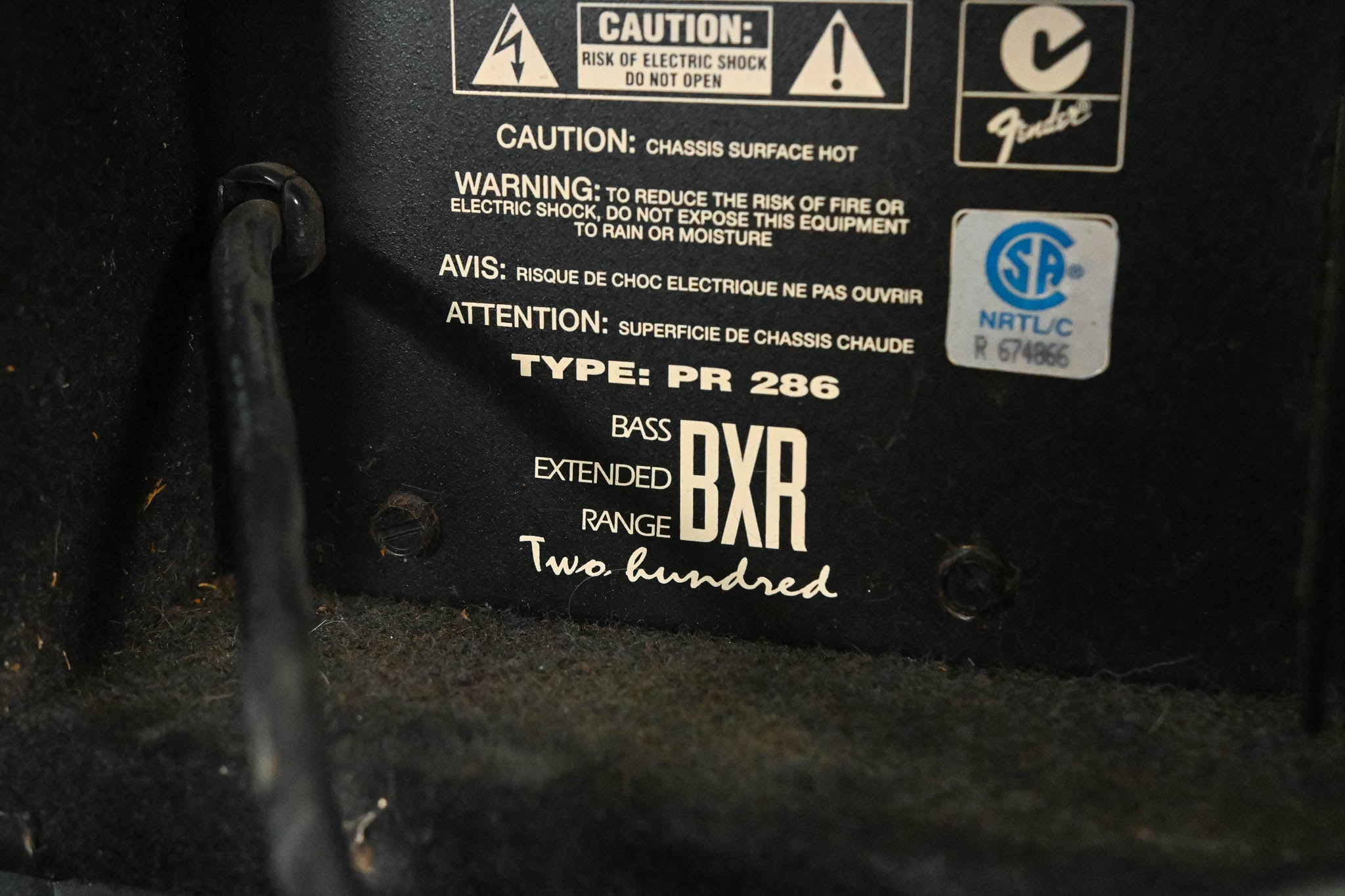 Fender BXR PR286 200W Bass Amp Head