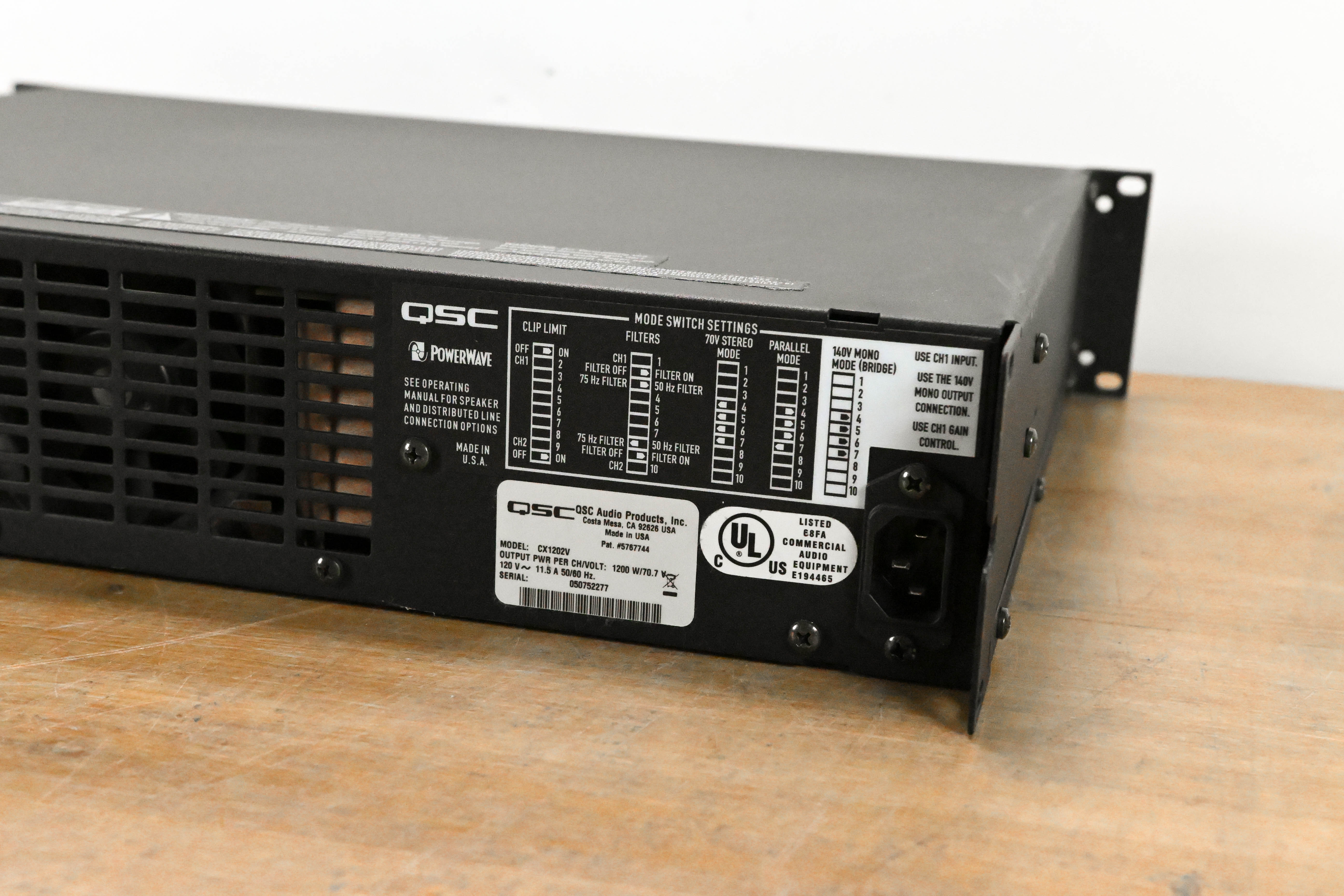 QSC CX1202V 1200W 70V 2-Channel Power Amplifier