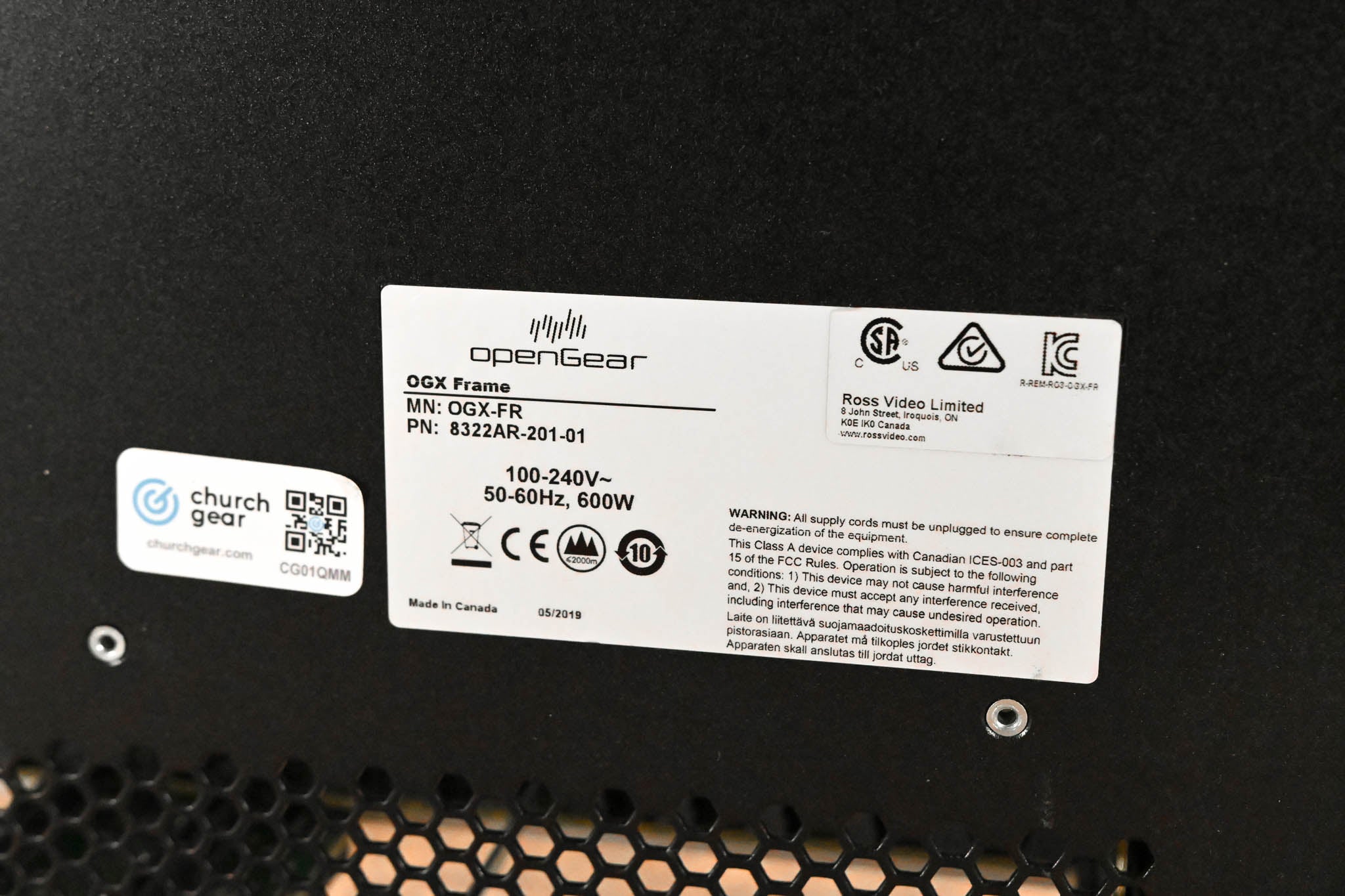 Ross OGX-FR openGear Frame with MFC-0G3-N Controller