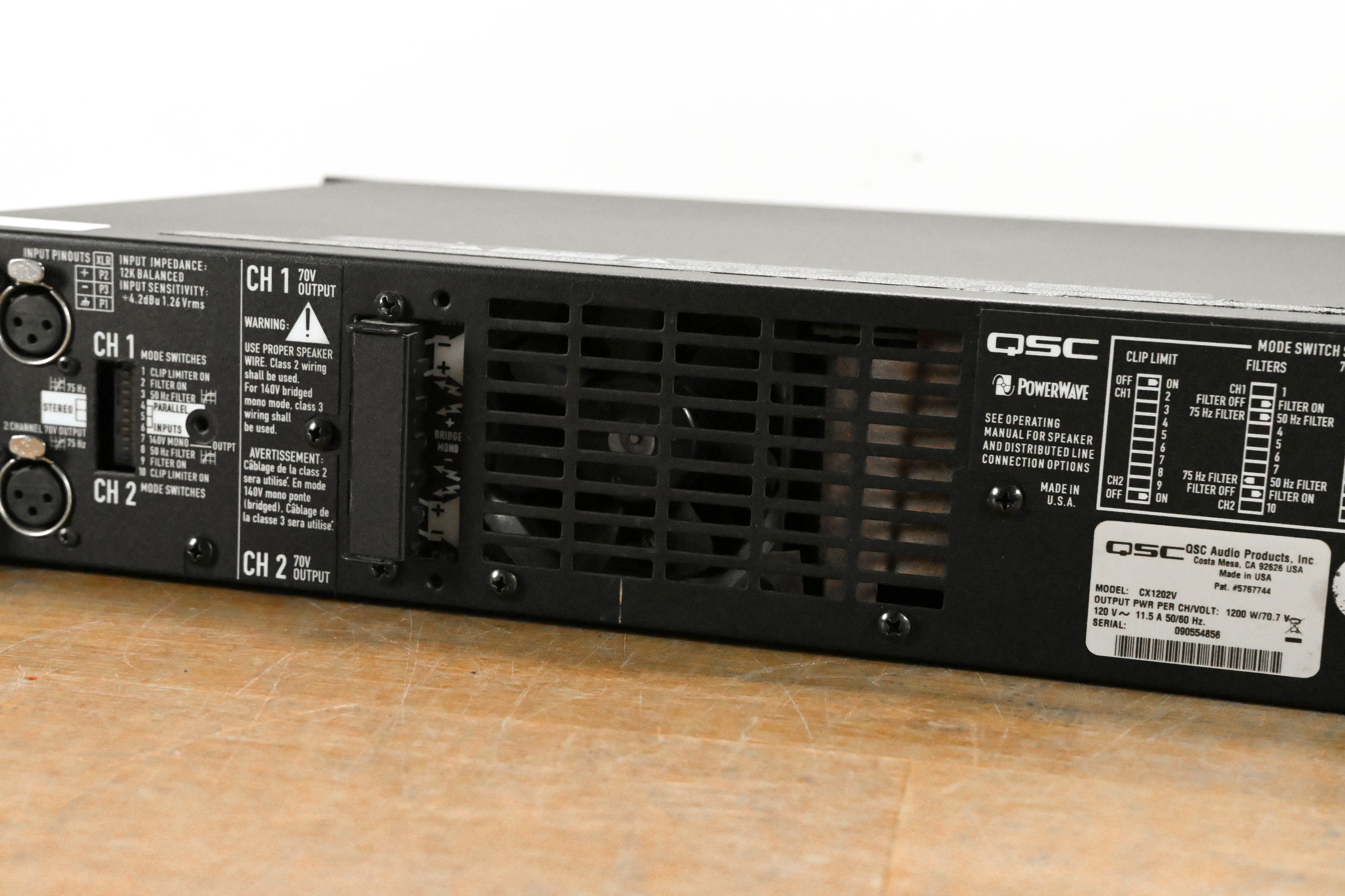 QSC CX1202V 1200W 70V 2-Channel Power Amplifier