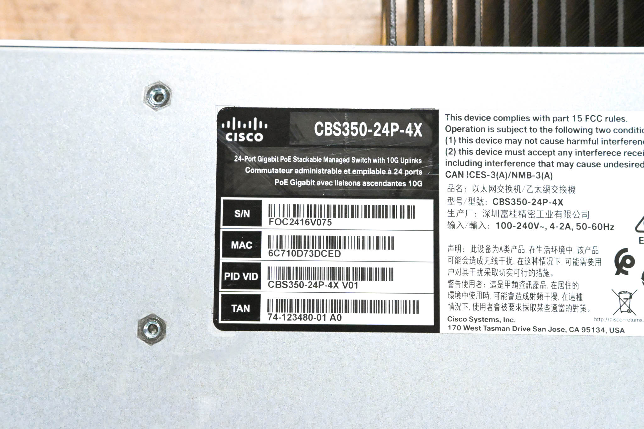 Cisco CBS350-24P-4X 24-Port Gigabit PoE Stackable Managed Switch