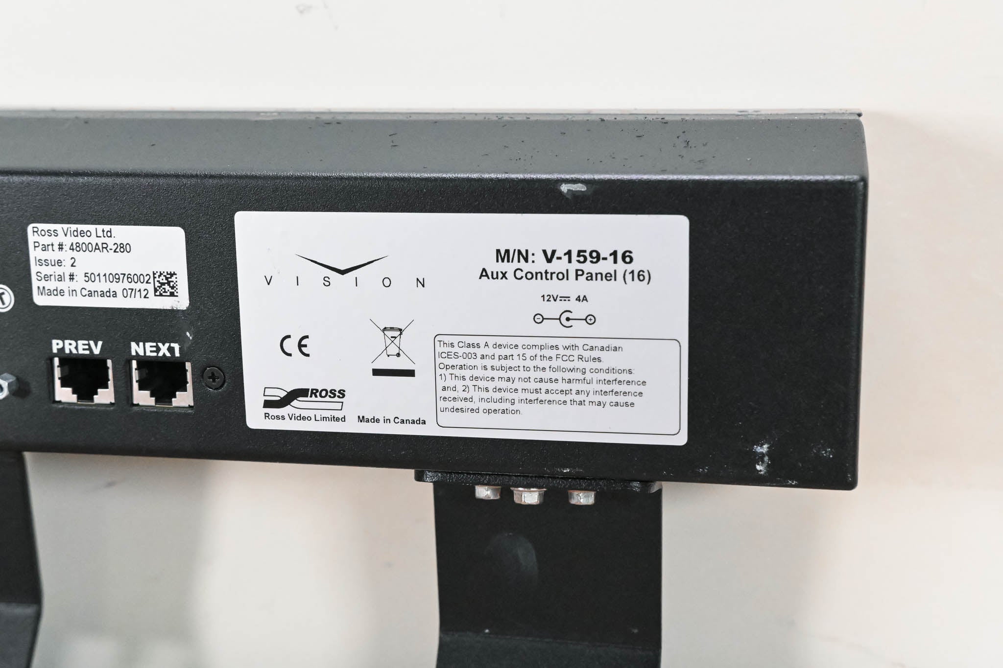 Ross V-159-16 16-Button Auxiliary Control Panel (NO POWER SUPPLY)