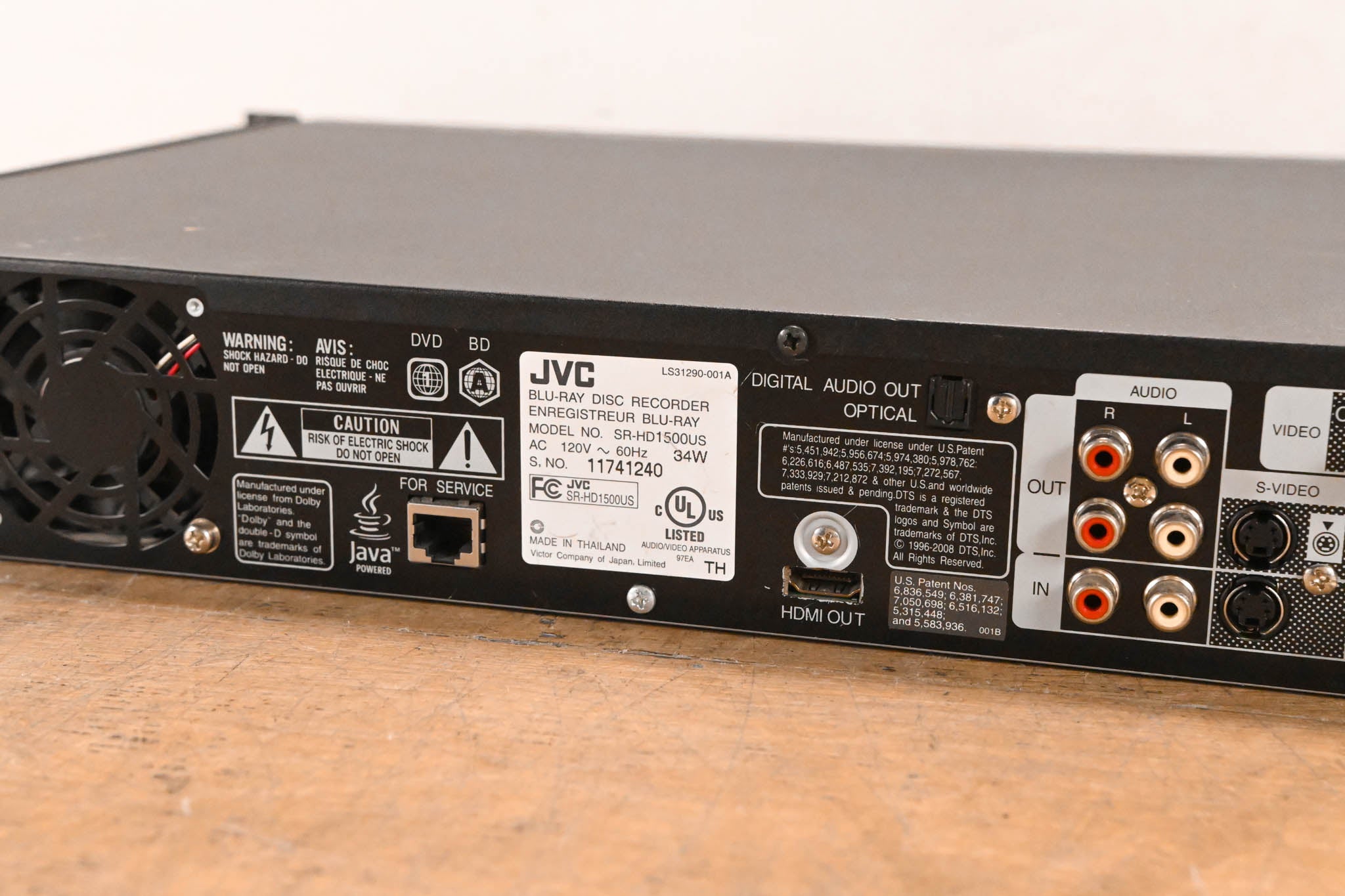 JVC SR-HD1500US Blu-Ray Disc & HDD Recorder