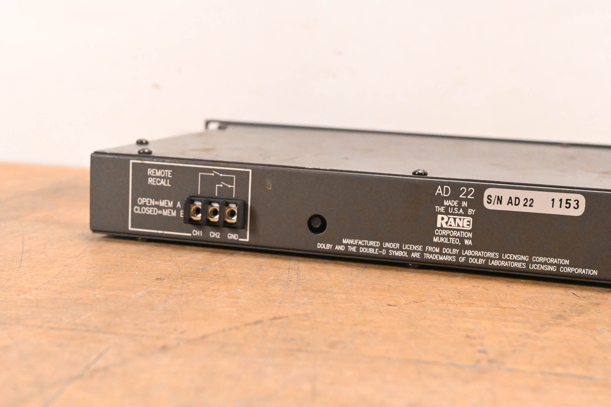 Rane AD 22 2-Channel Audio Delay Unit (NO POWER SUPPLY)